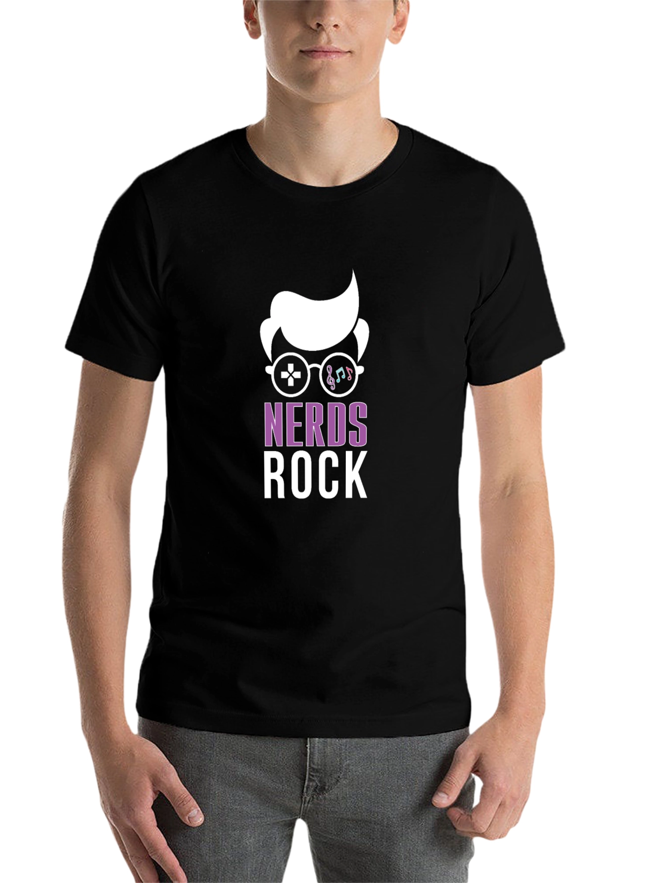 Black Nerds Rock Graphic T-Shirt - Gamer & Music Lover Tee view 7