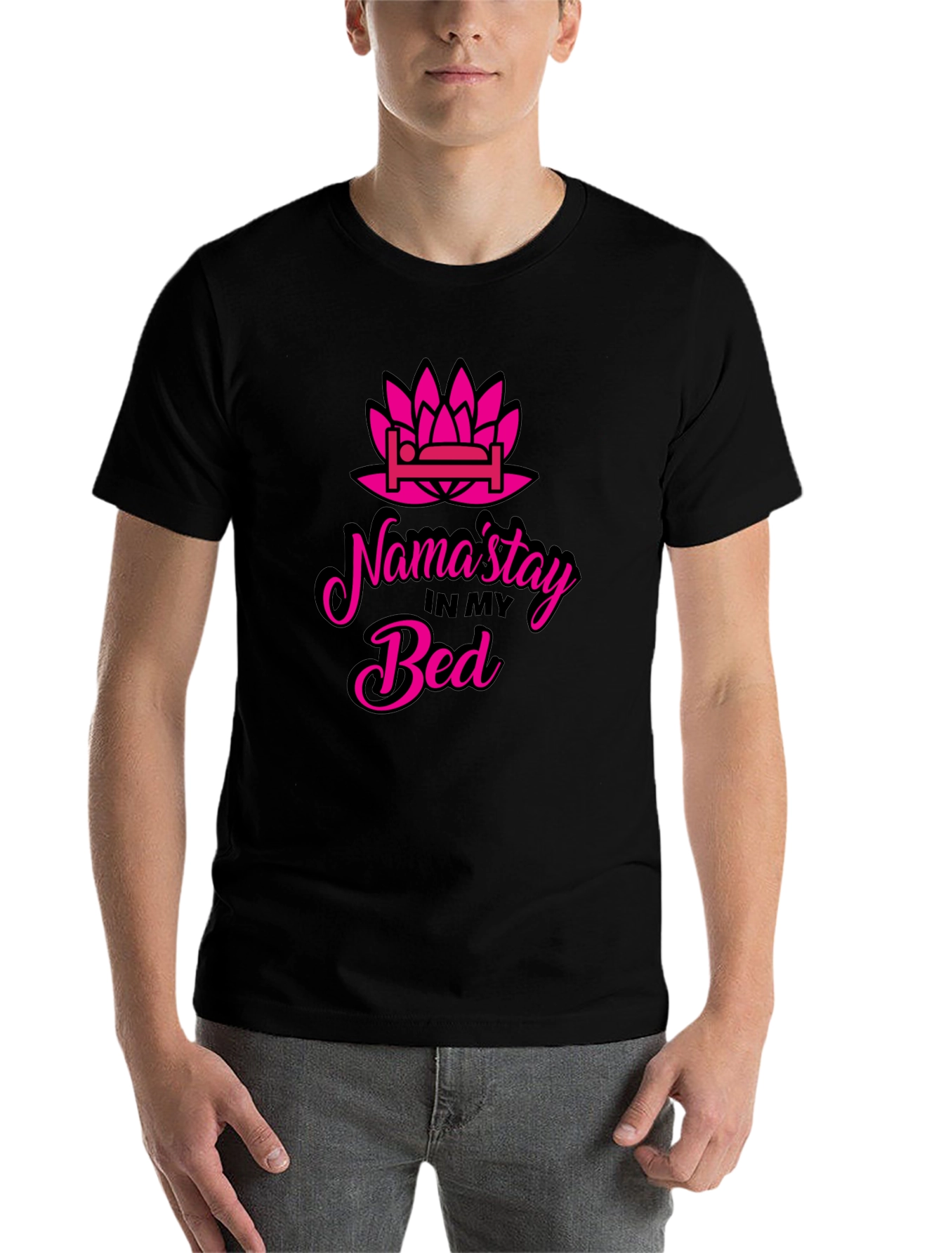 Namast'ay in Bed T-Shirt - Funny Yoga Slogan Tee - 7