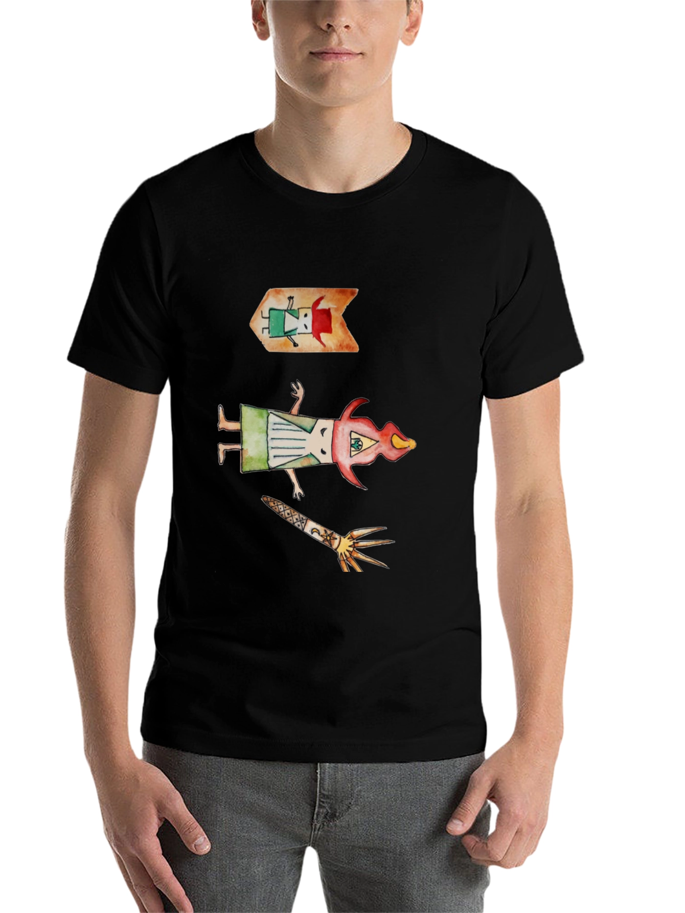 Black Unique Art Print Black T-Shirt view 7