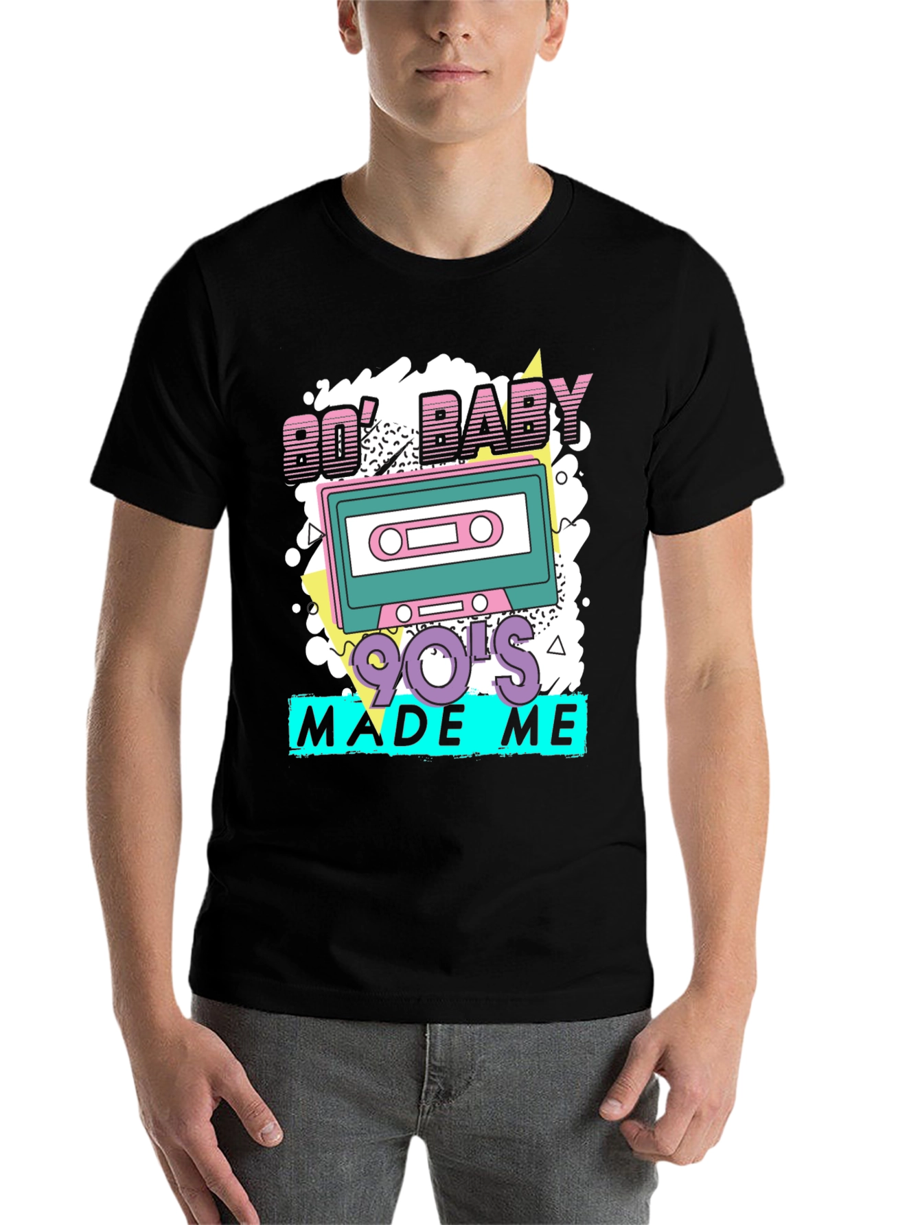 Black Retro '80s Baby '90s Made Me T-Shirt view 7