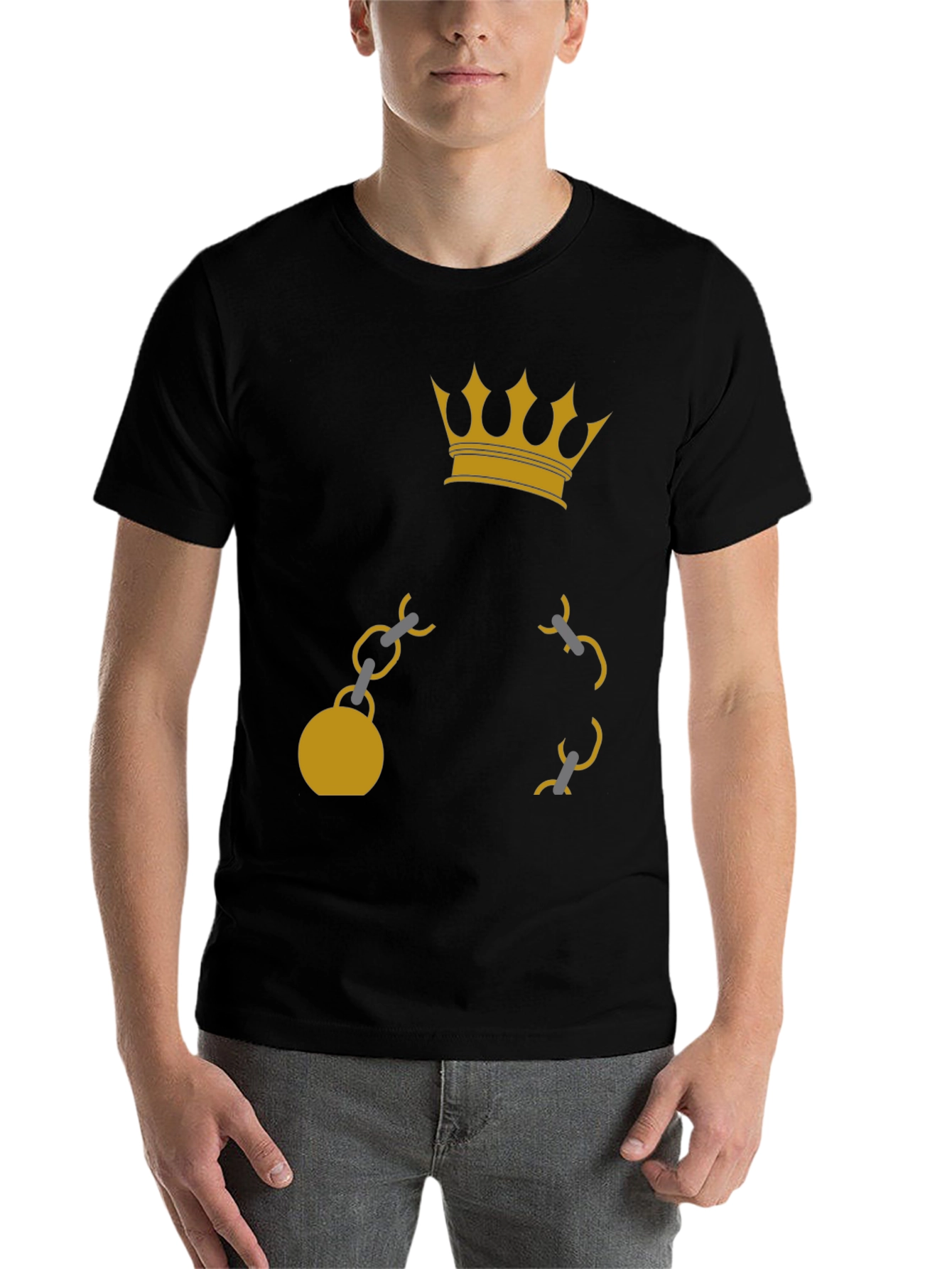 Black Crown & Chain Graphic Tee - Black Cotton Blend view 7