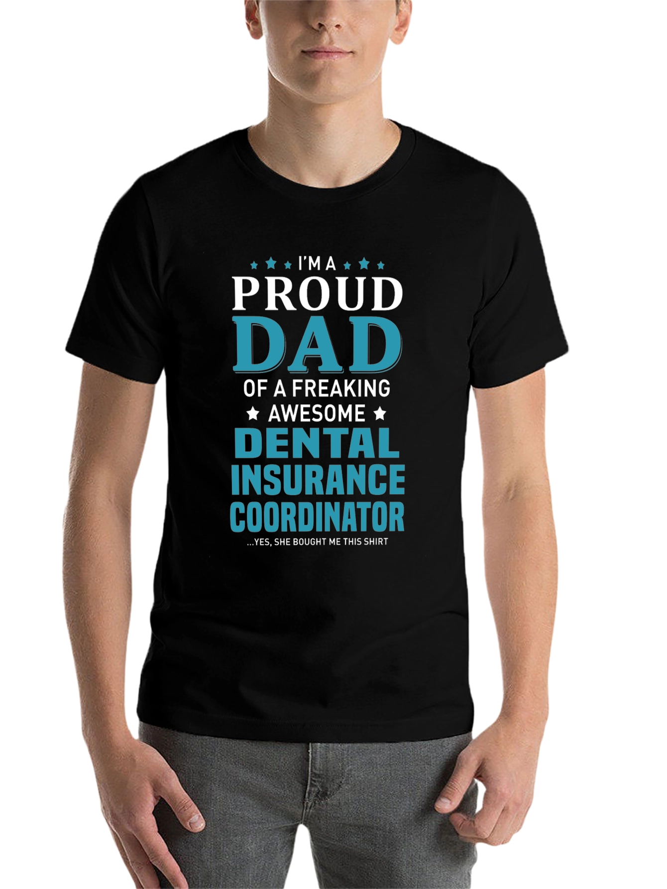 Black Proud Dad Dental Insurance Coordinator T-Shirt view 7