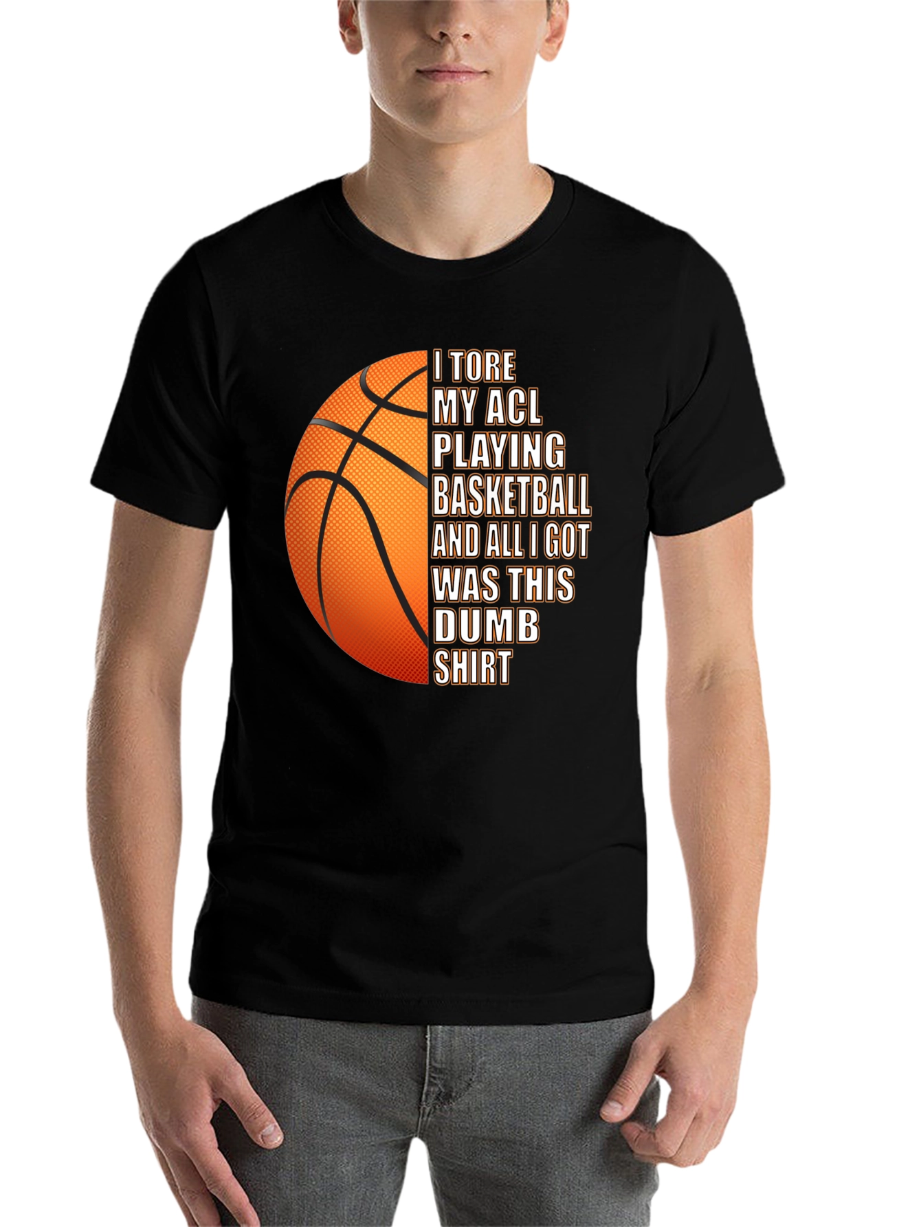 Black I Tore My ACL Basketball T-Shirt - Novelty Graphic Tee view 7