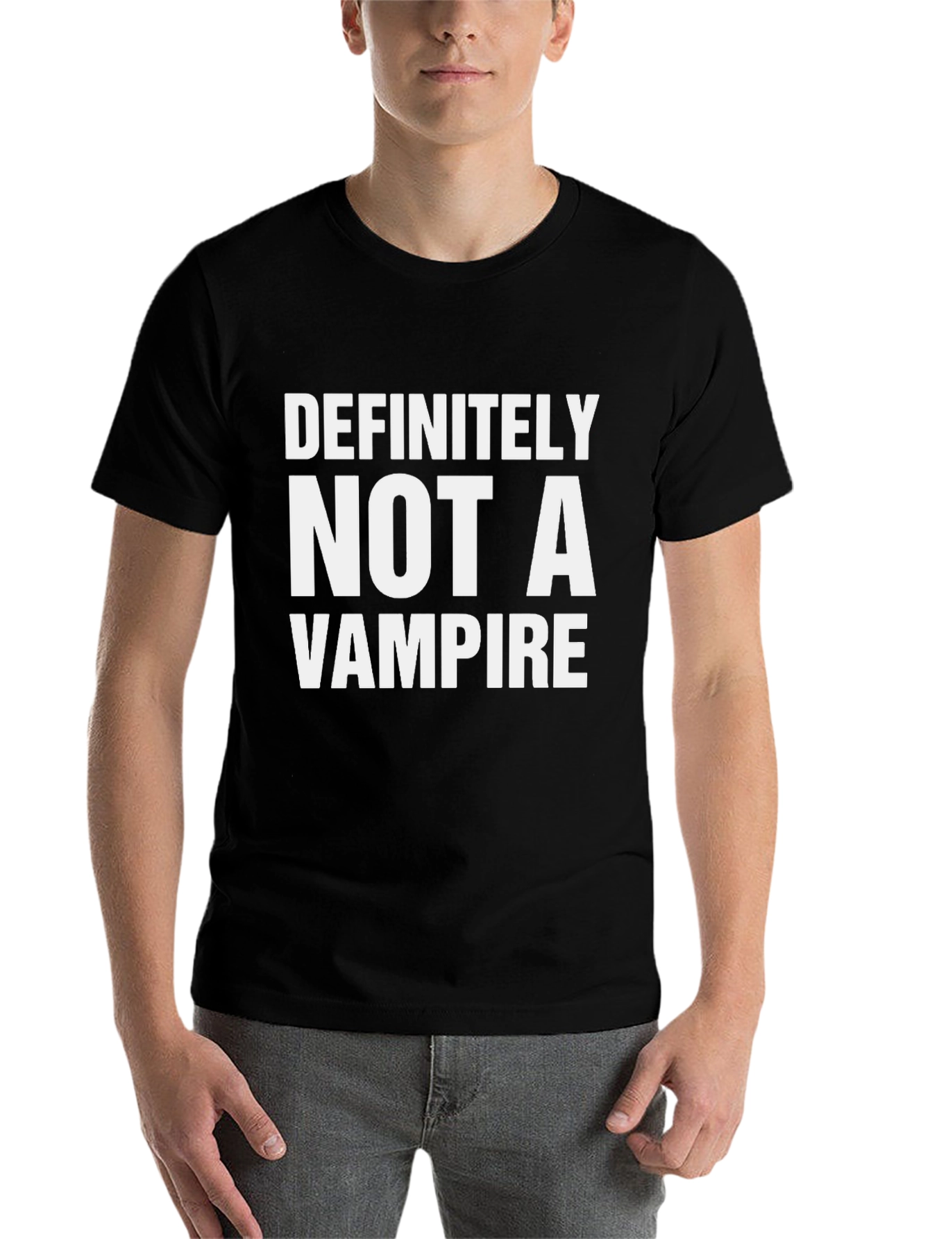 Black Definitely Not a Vampire Novelty T-Shirt view 7