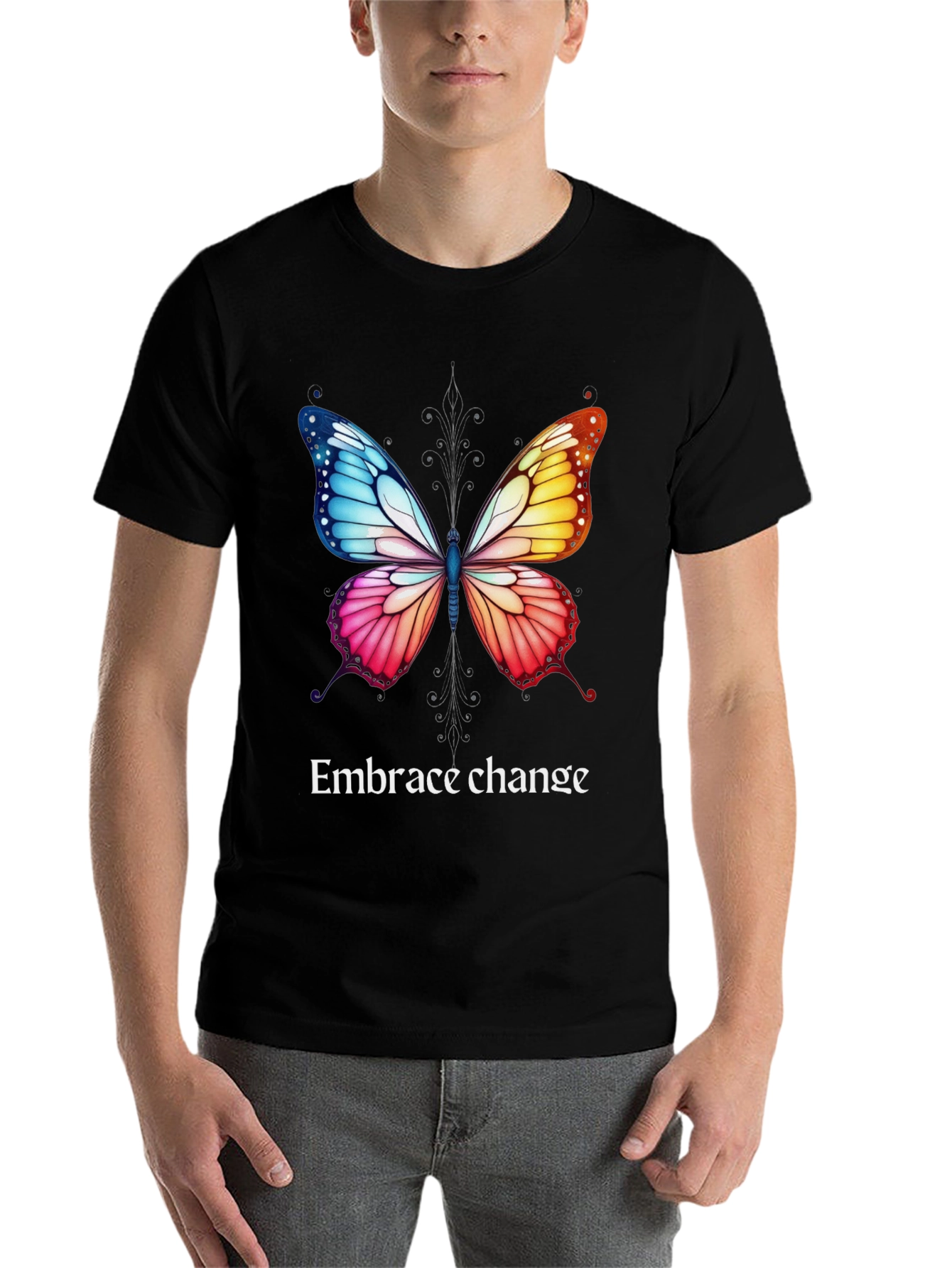 Black Embrace Change Butterfly Graphic Tee view 7
