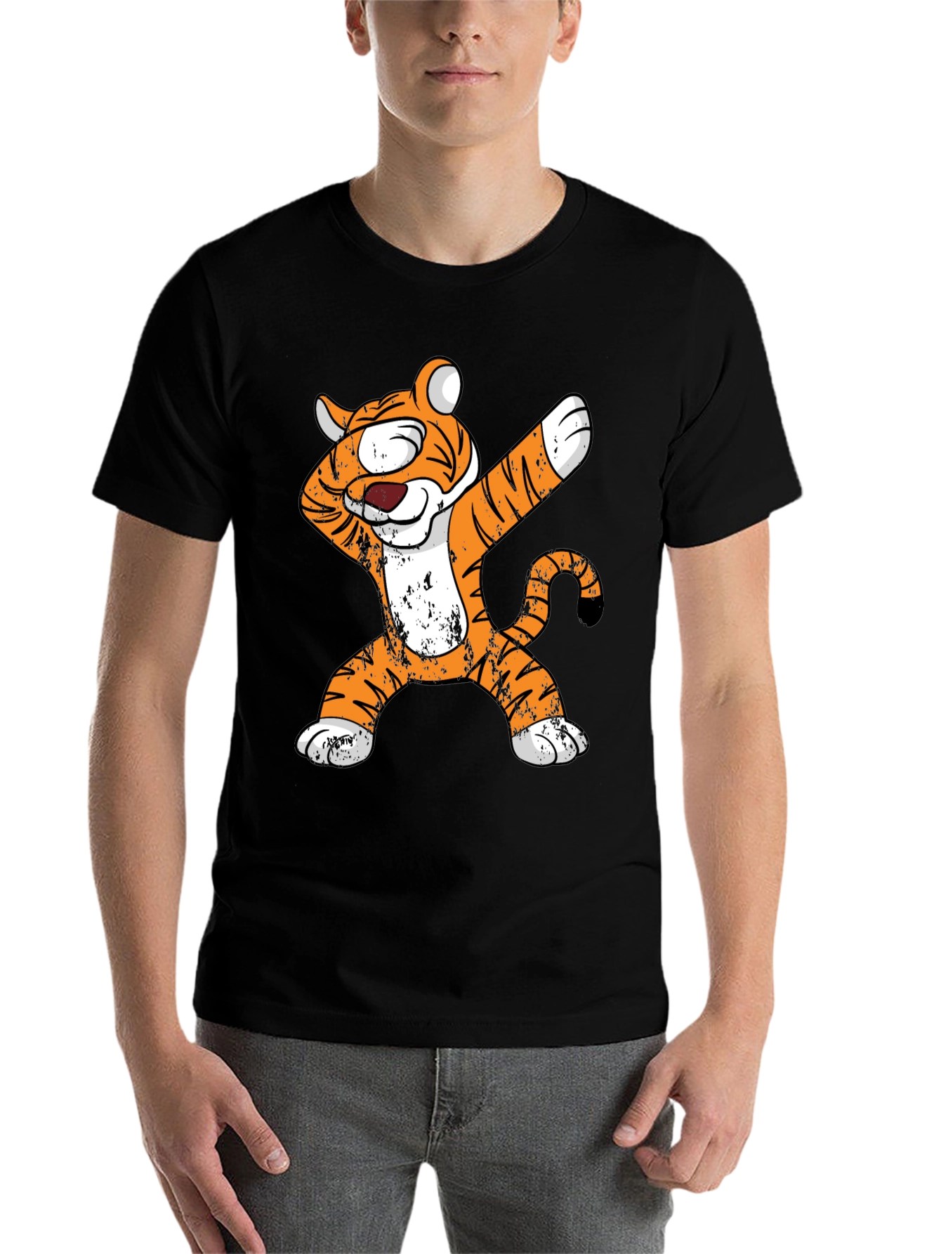 Black Dabbing Tiger Graphic Tee - Cool Animal Lover Shirt view 7