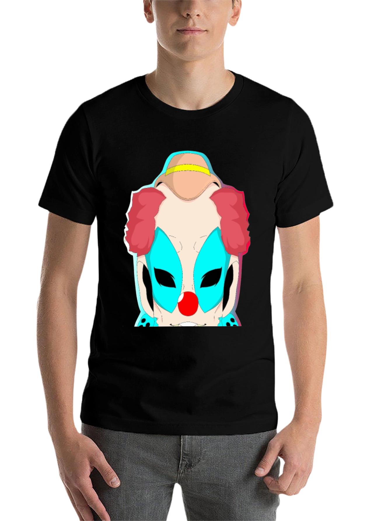 Black Clown Graphic Tee - Bold Black Cotton T-Shirt view 7