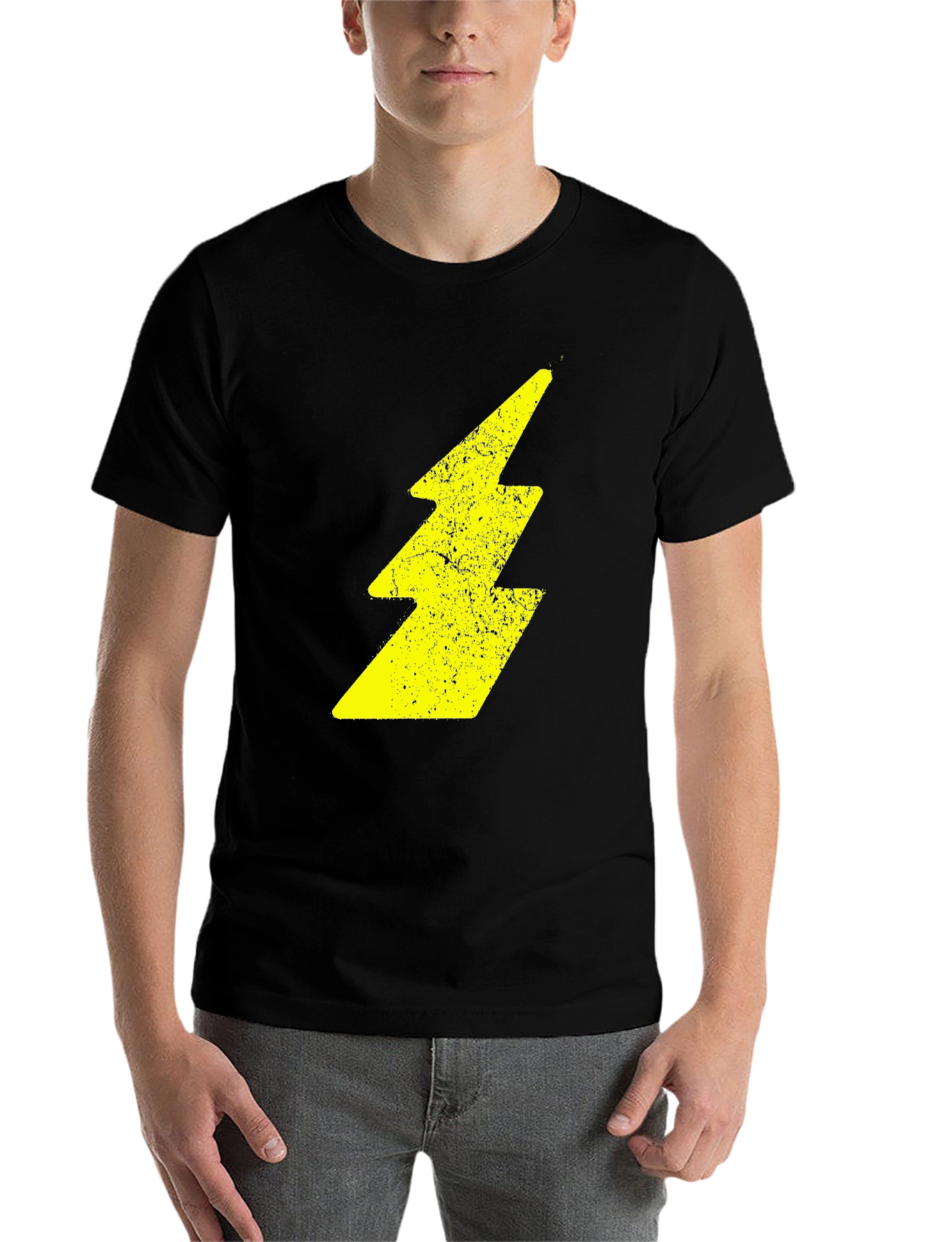 Black Lightning Bolt Graphic Black T-Shirt view 7