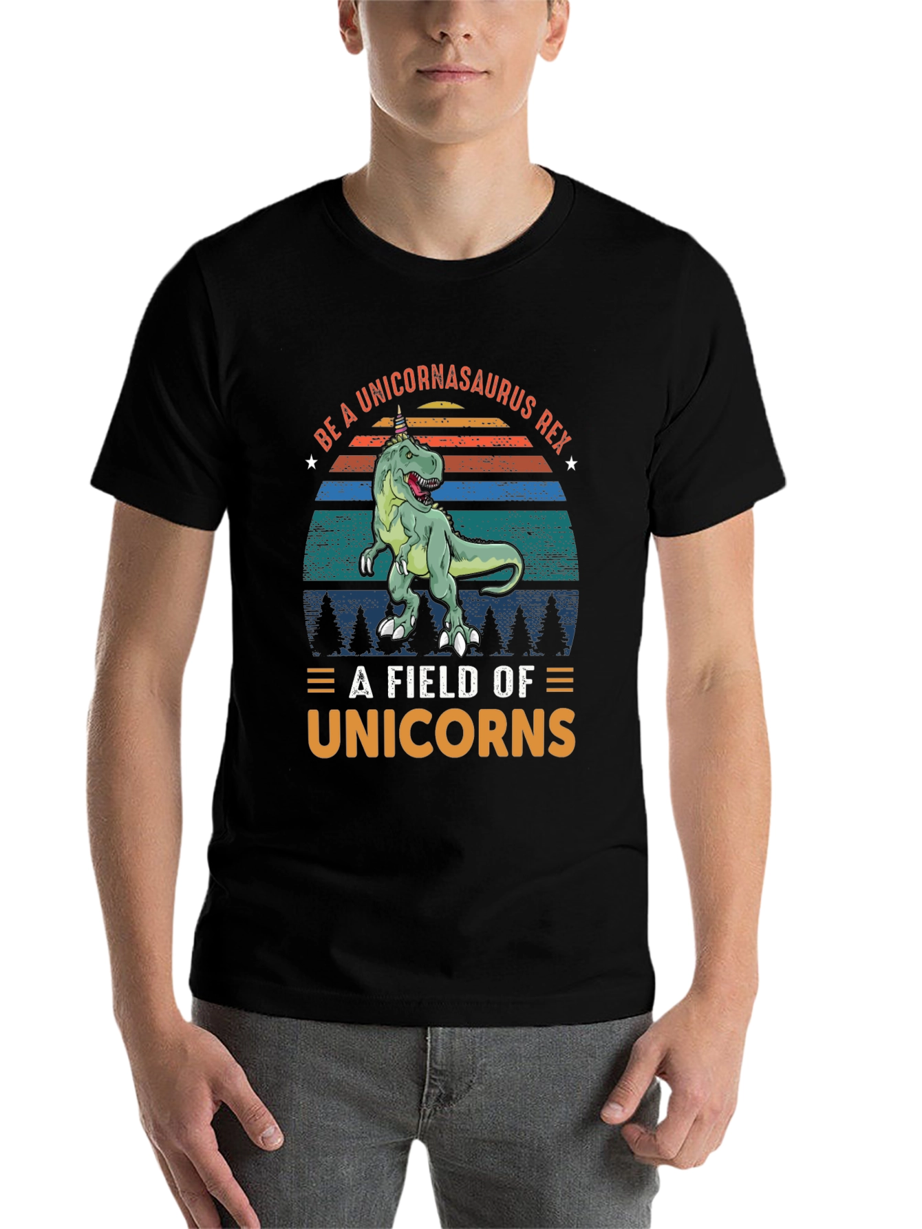 Black Unicornasaurus Rex T-Shirt - Funny Dinosaur Tee view 7