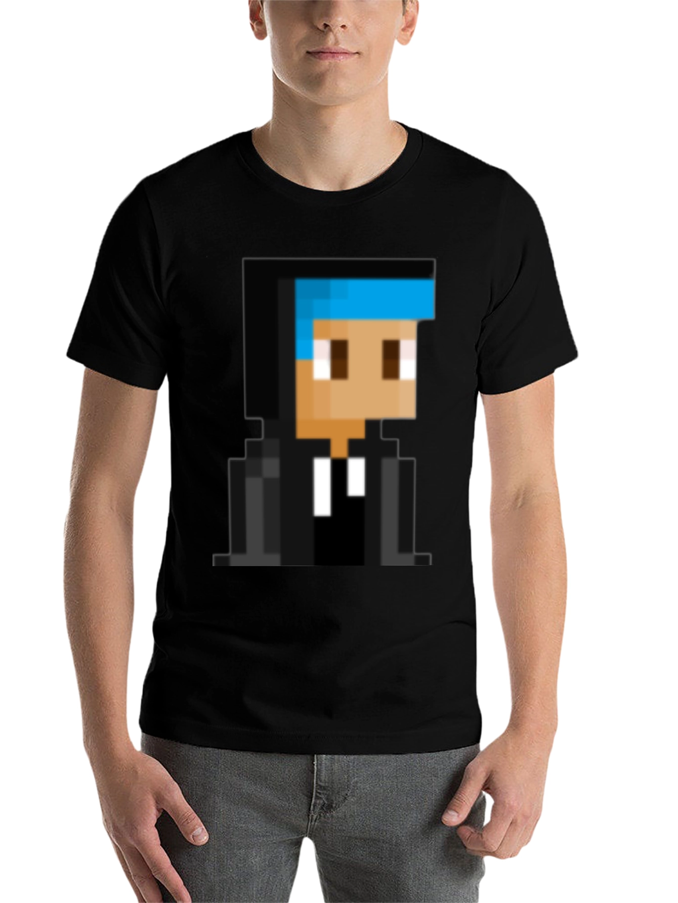 Black Pixelated Gamer T-Shirt - Black Cotton Tee view 7