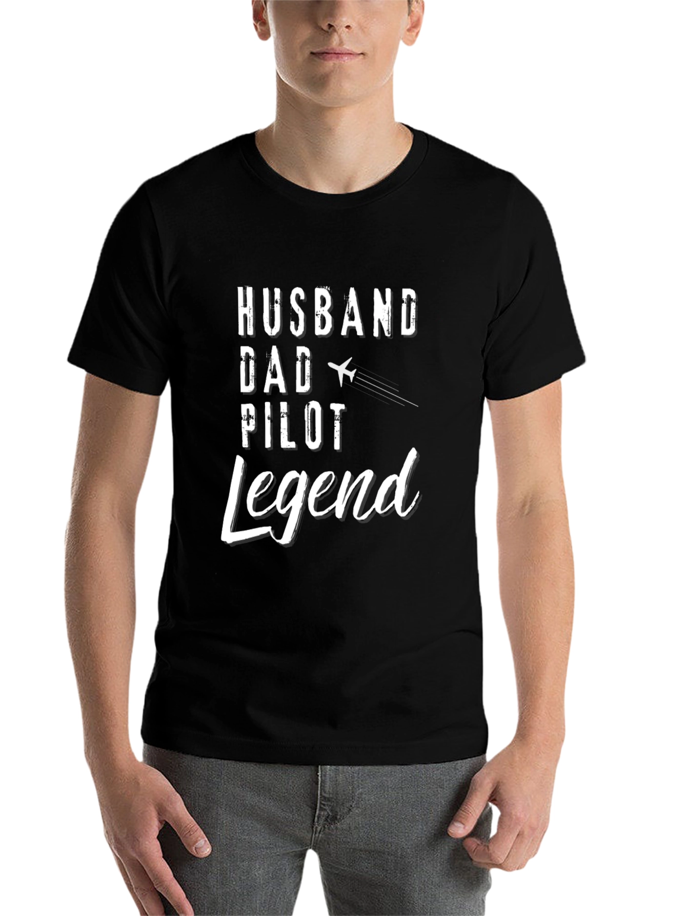 Black Husband Dad Pilot Legend T-Shirt view 7