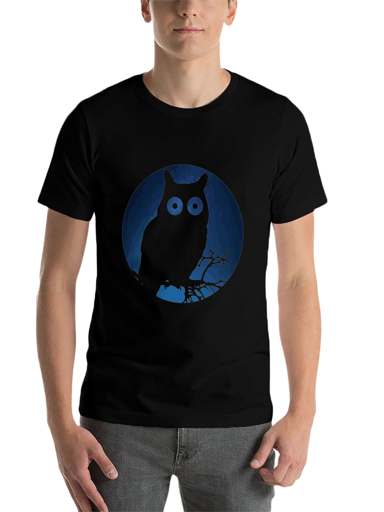 Black Owl Silhouette Graphic T-Shirt view 7