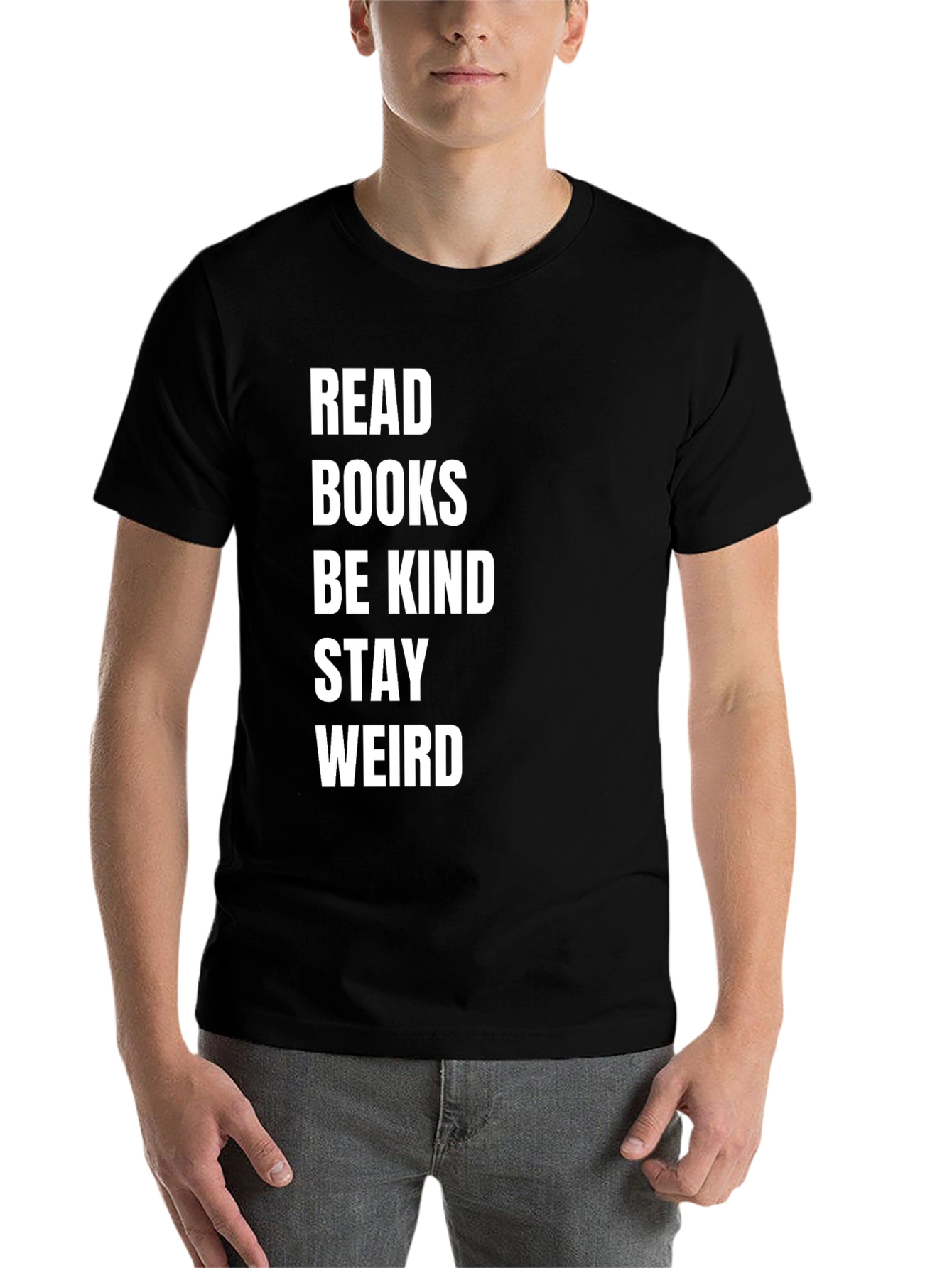 Black Read Books Be Kind Stay Weird Black T-Shirt view 7