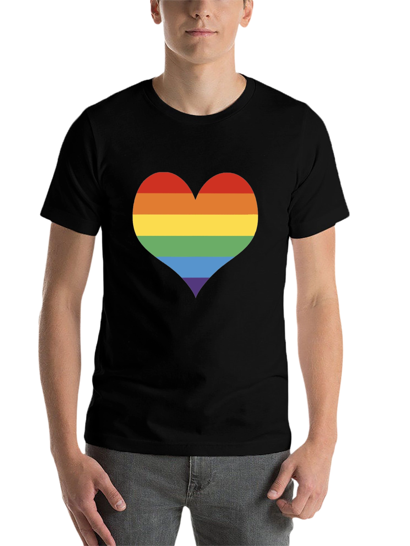 Black Pride Heart Graphic Tee - Black Cotton T-Shirt view 7