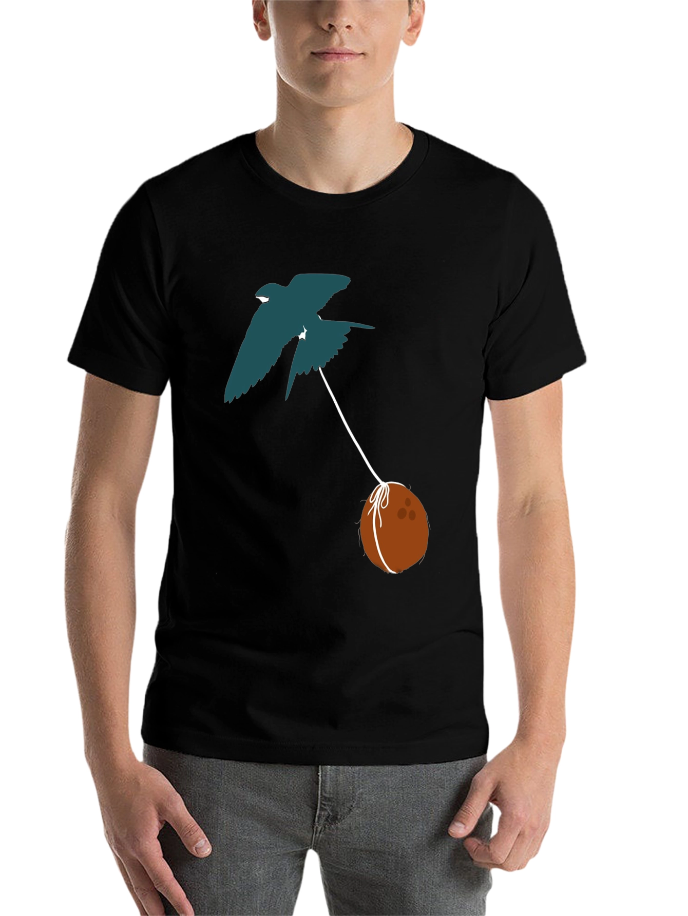 Black Swallow Carrying Coconut T-Shirt - Black view 7