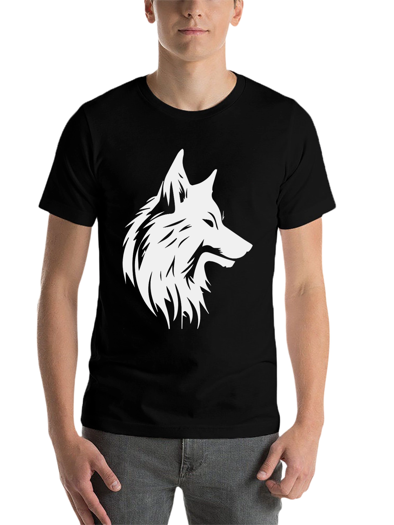 Black Wolf Graphic Black T-Shirt view 7