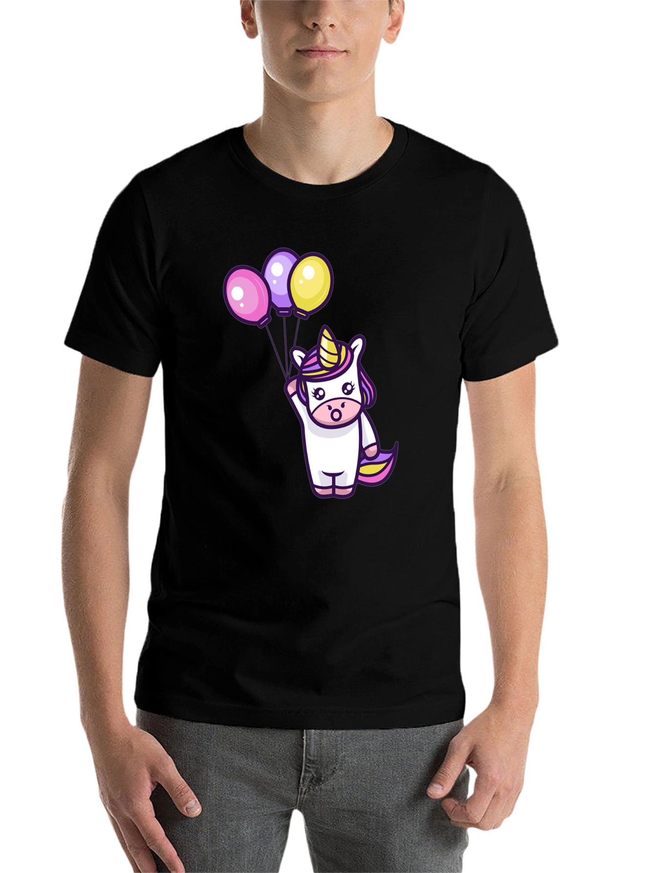 Black Unicorn Balloons Graphic Tee view 7