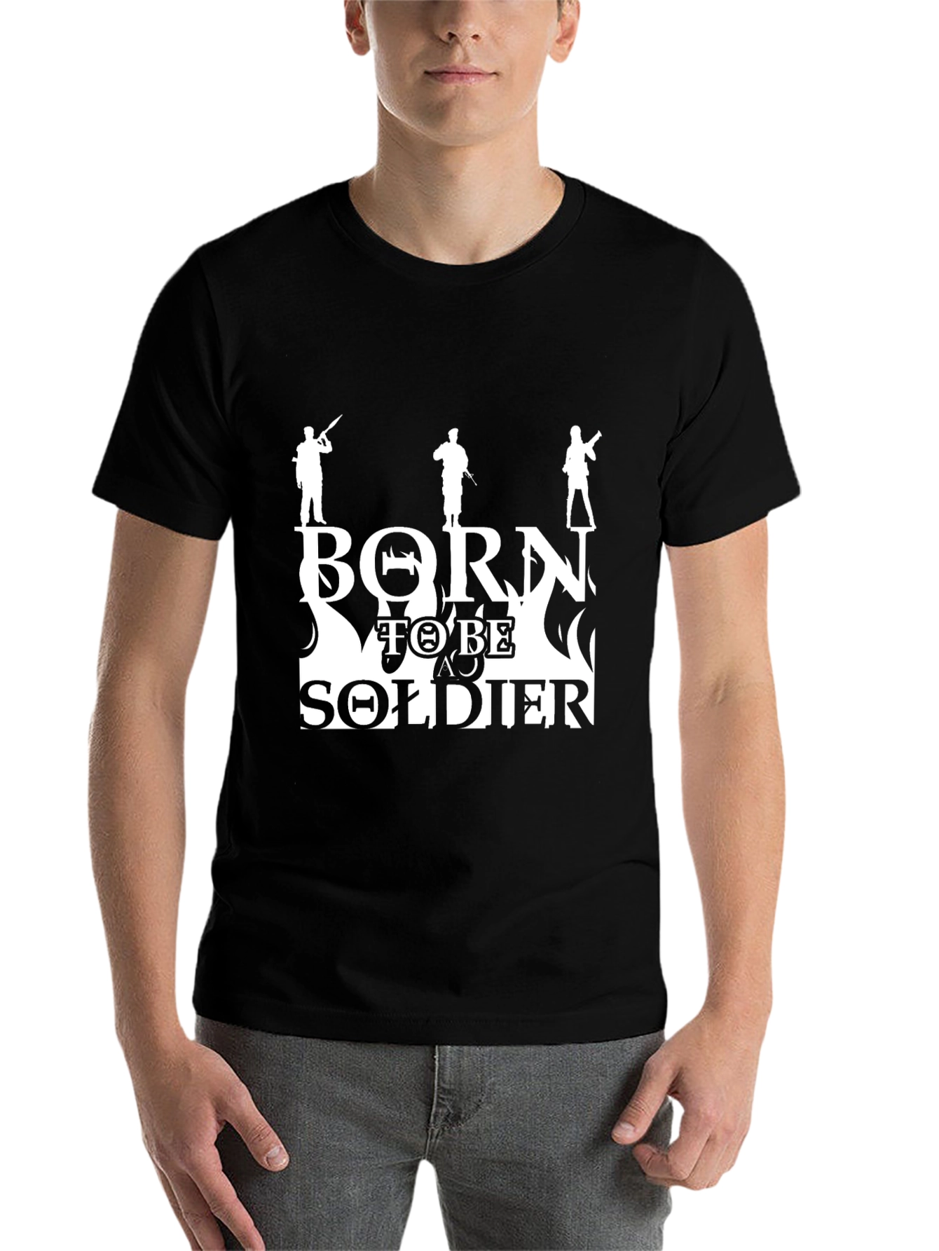 Black Born To Be Soldier Graphic Tee - Black view 7