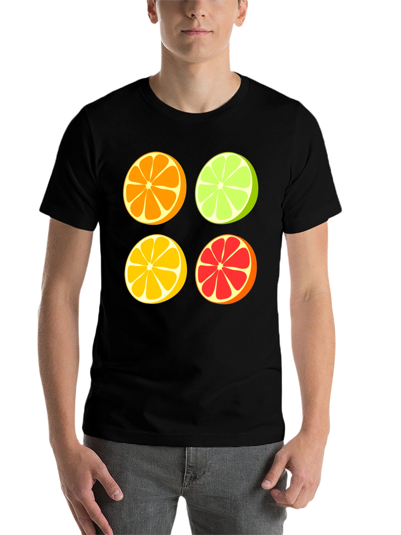 Black Citrus Slices Graphic Tee - Fresh & Fun view 7