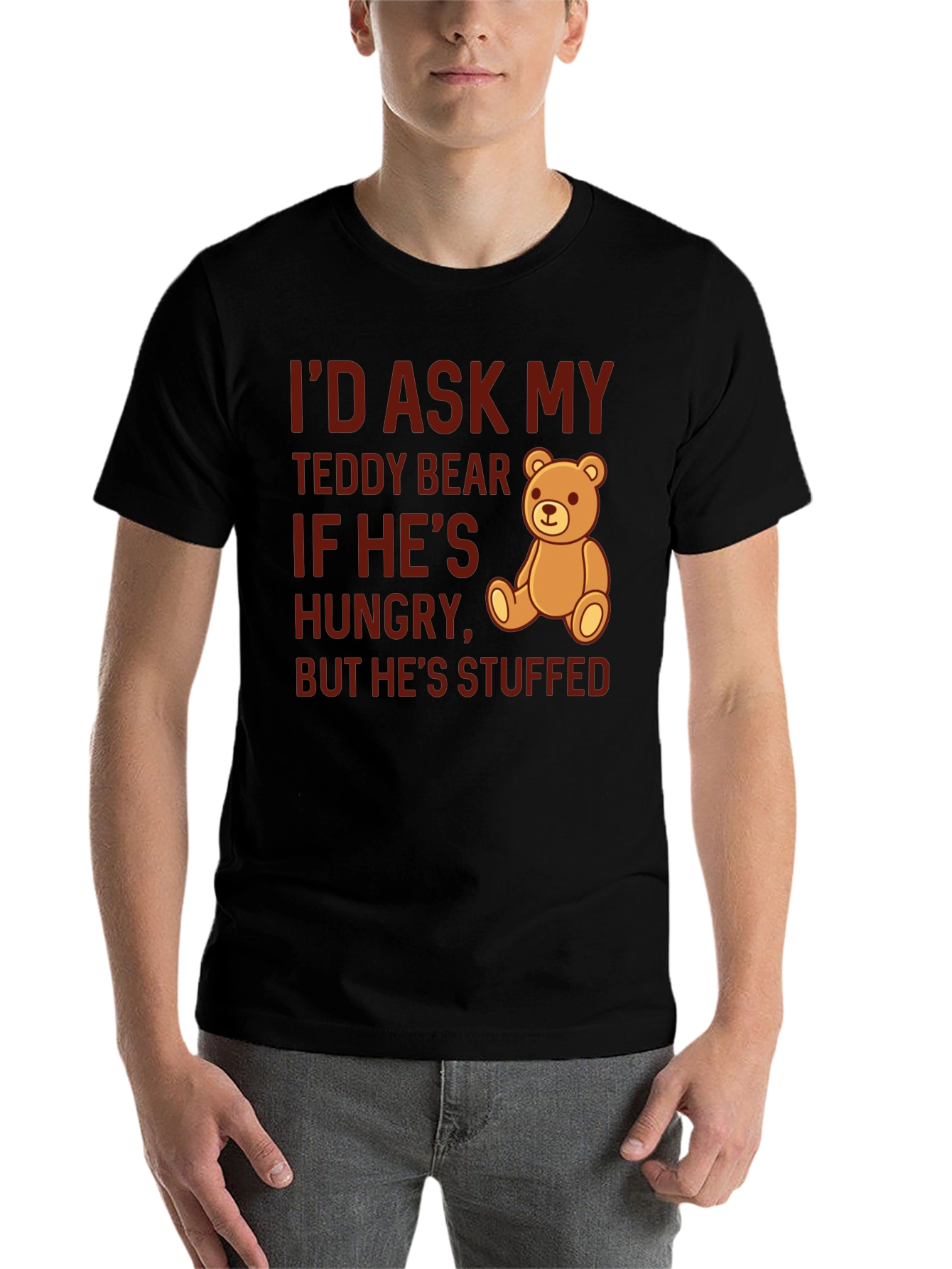 Black Funny Teddy Bear Stuffed T-Shirt view 7