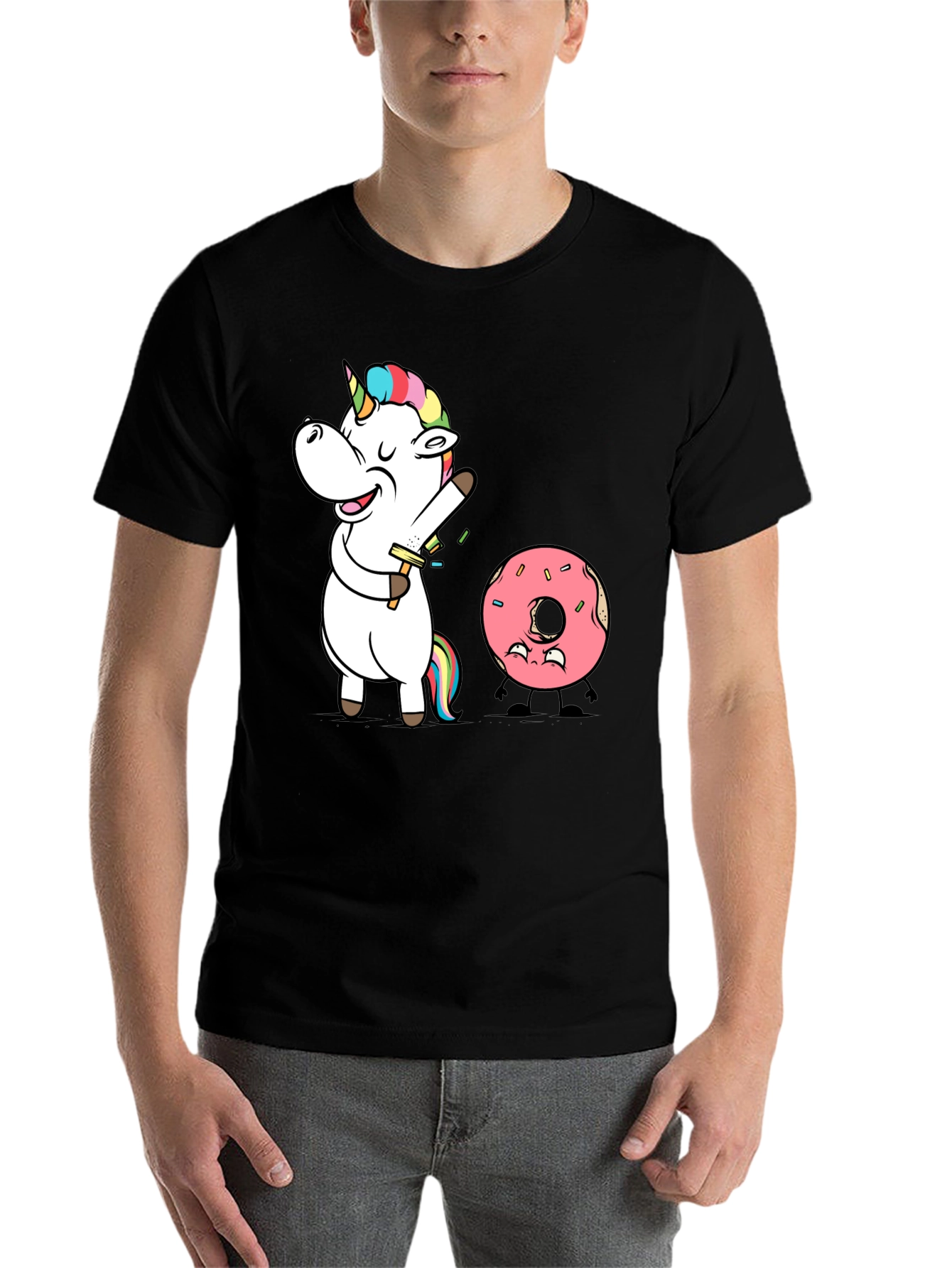 Black Unicorn Shaving Funny Graphic T-Shirt view 7