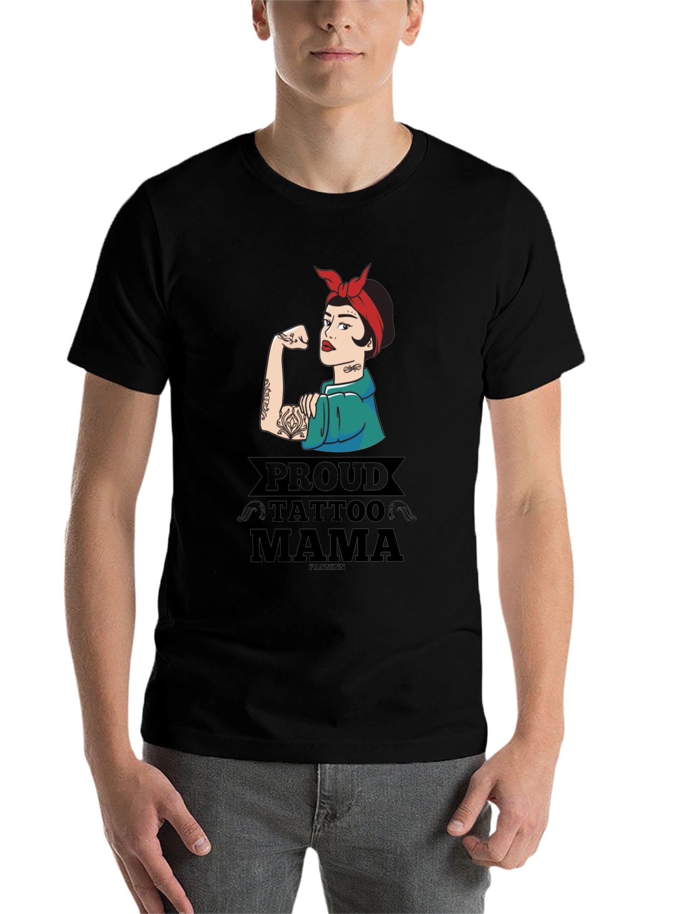 Black Proud Tattoo Mama Graphic T-Shirt view 7
