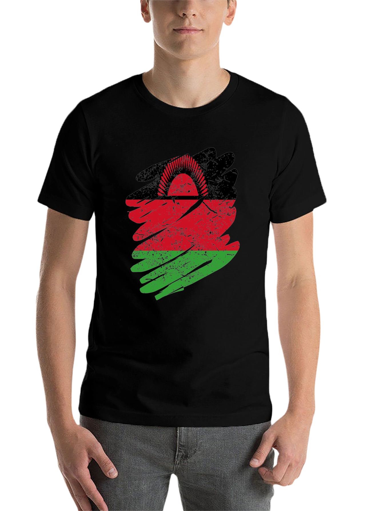 Black Malawi Flag T-Shirt: Distressed Graphic Tee view 7