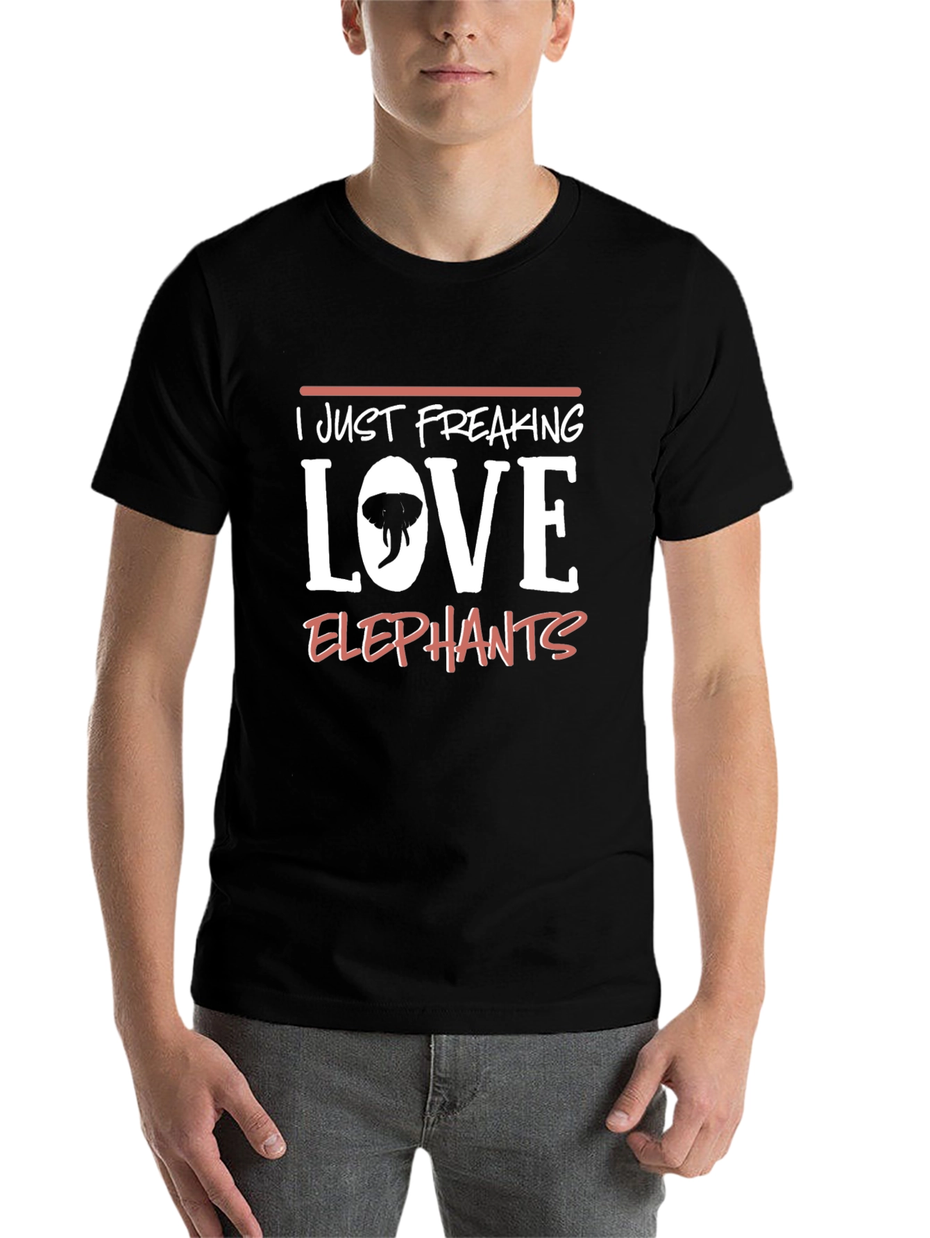 Black I Just Freaking Love Elephants Black T-Shirt view 7
