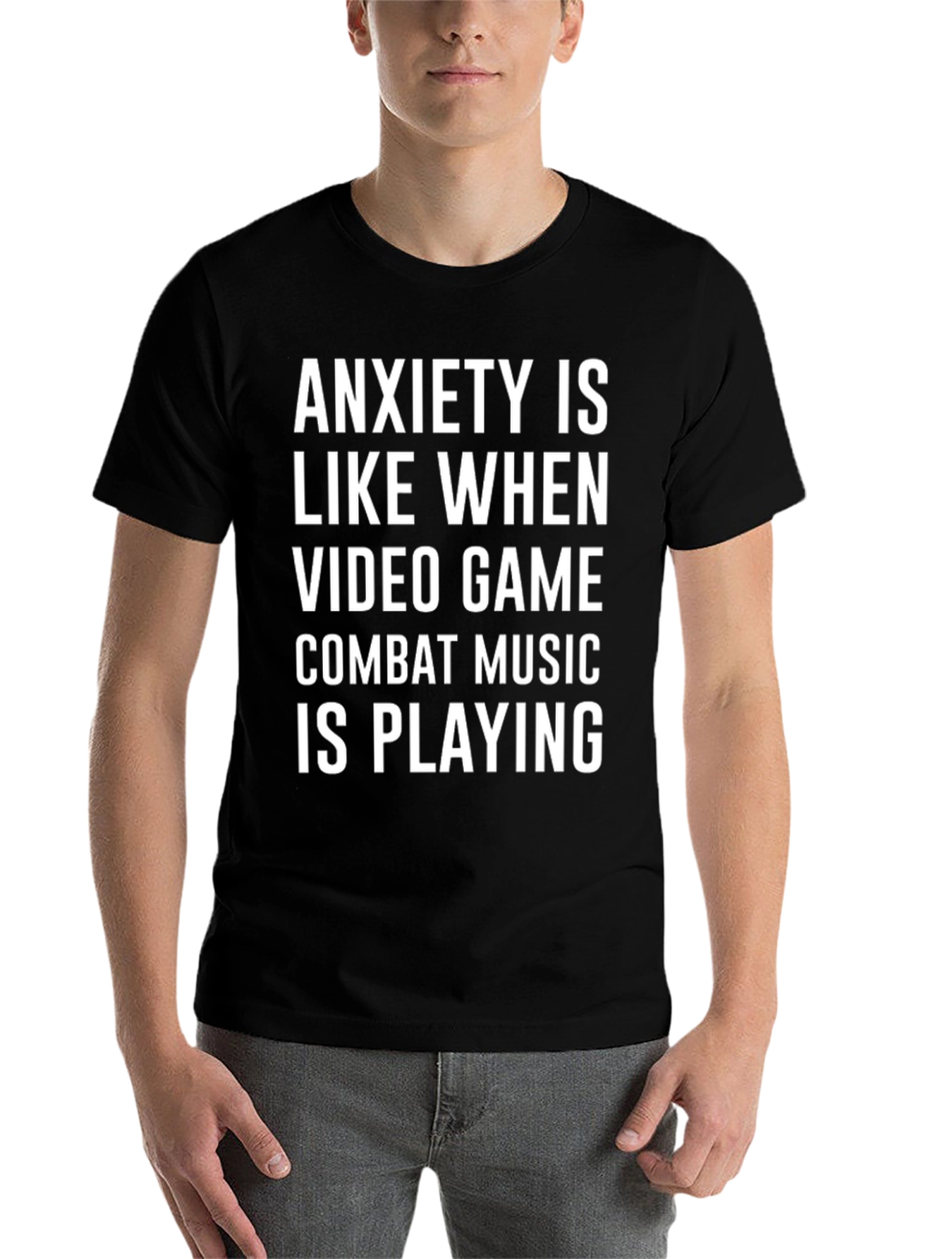 Black Anxiety Combat Music T-Shirt - Gamer Tee view 7