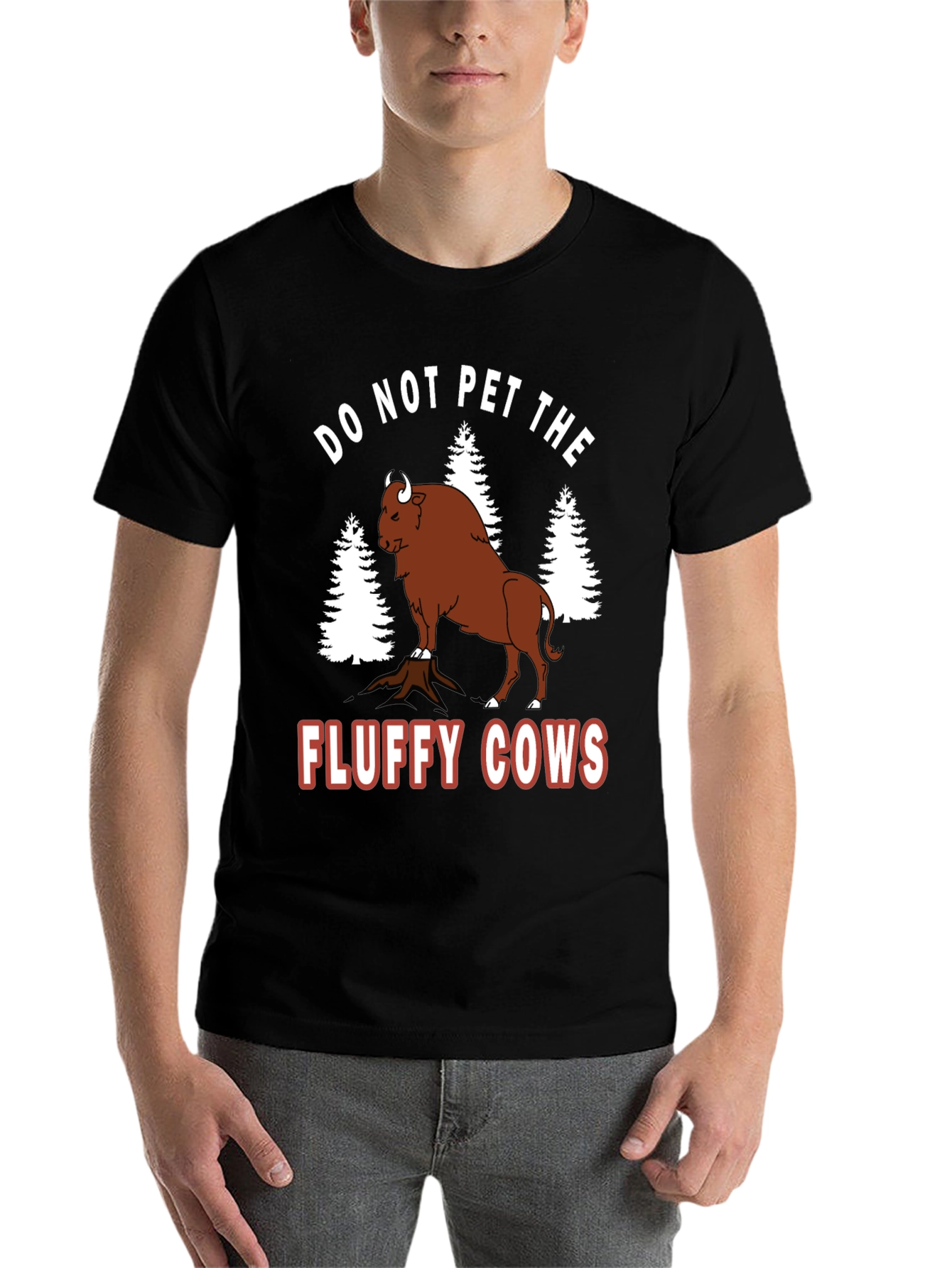 Black Do Not Pet the Fluffy Cows Bison Graphic Tee view 7