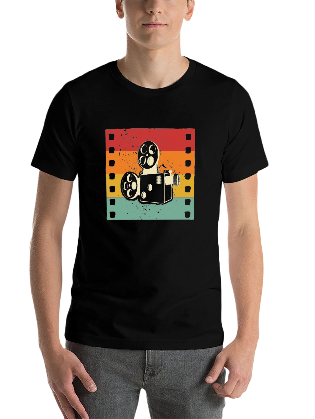 Black Retro Film Projector T-Shirt view 7