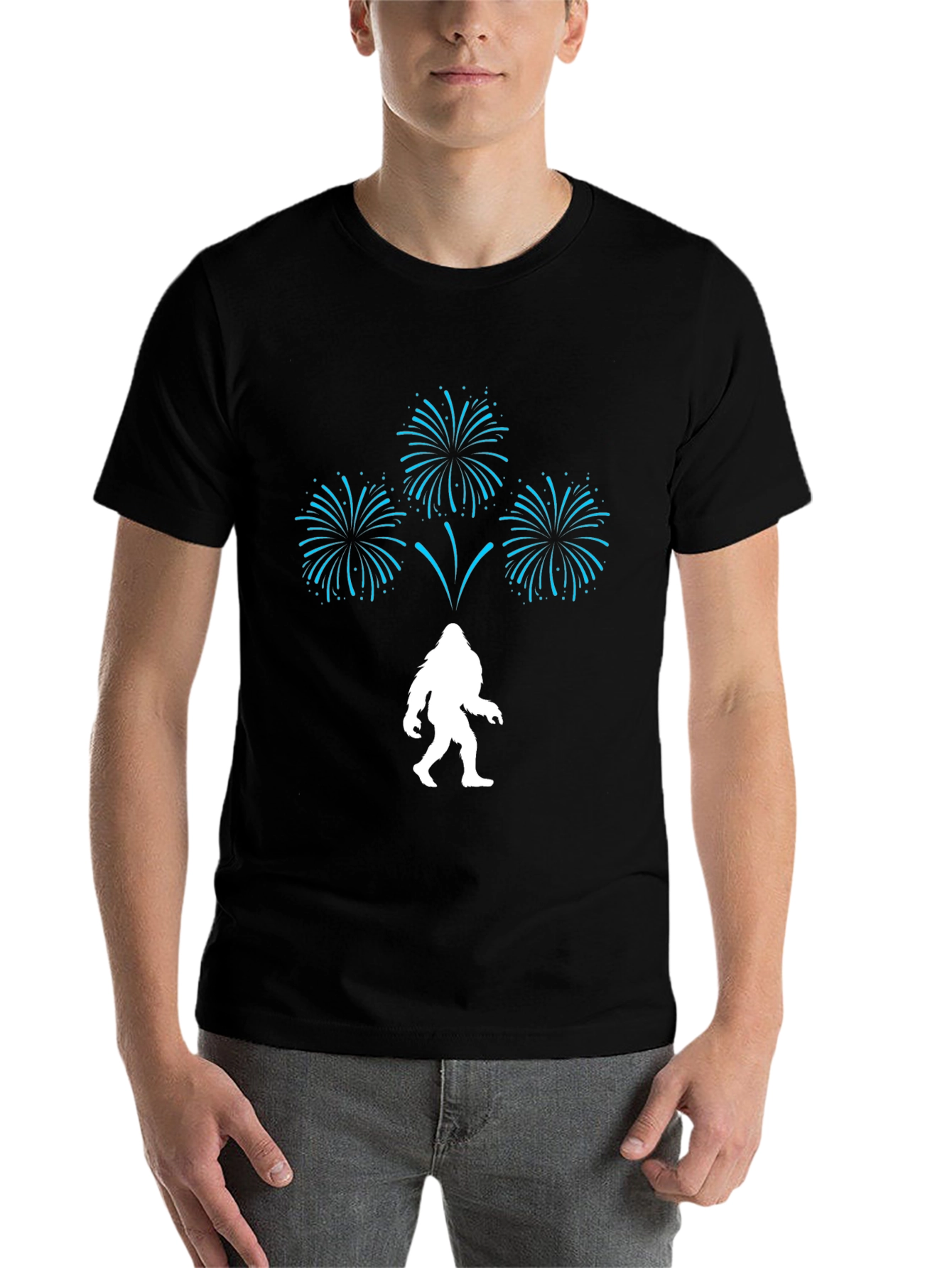 Black Bigfoot Fireworks Graphic Tee - Black view 7