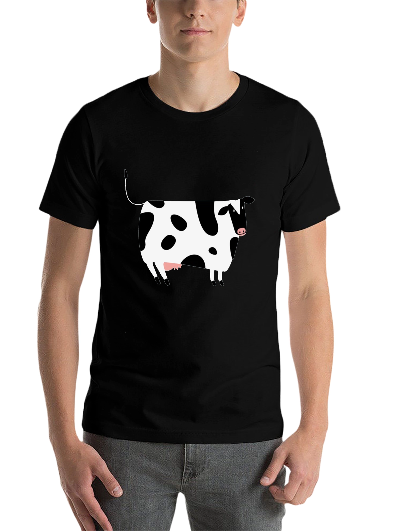 Black Black Cow Print T-Shirt - Unisex view 7