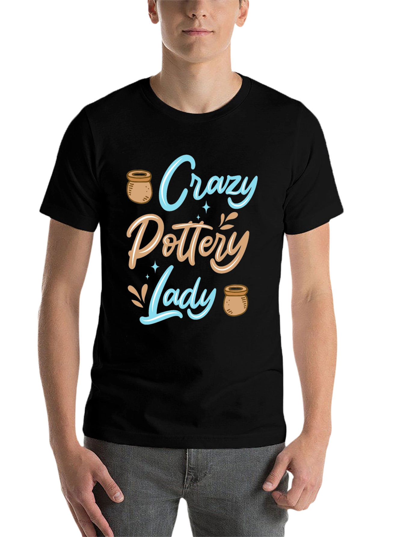 Black Crazy Pottery Lady T-Shirt view 7