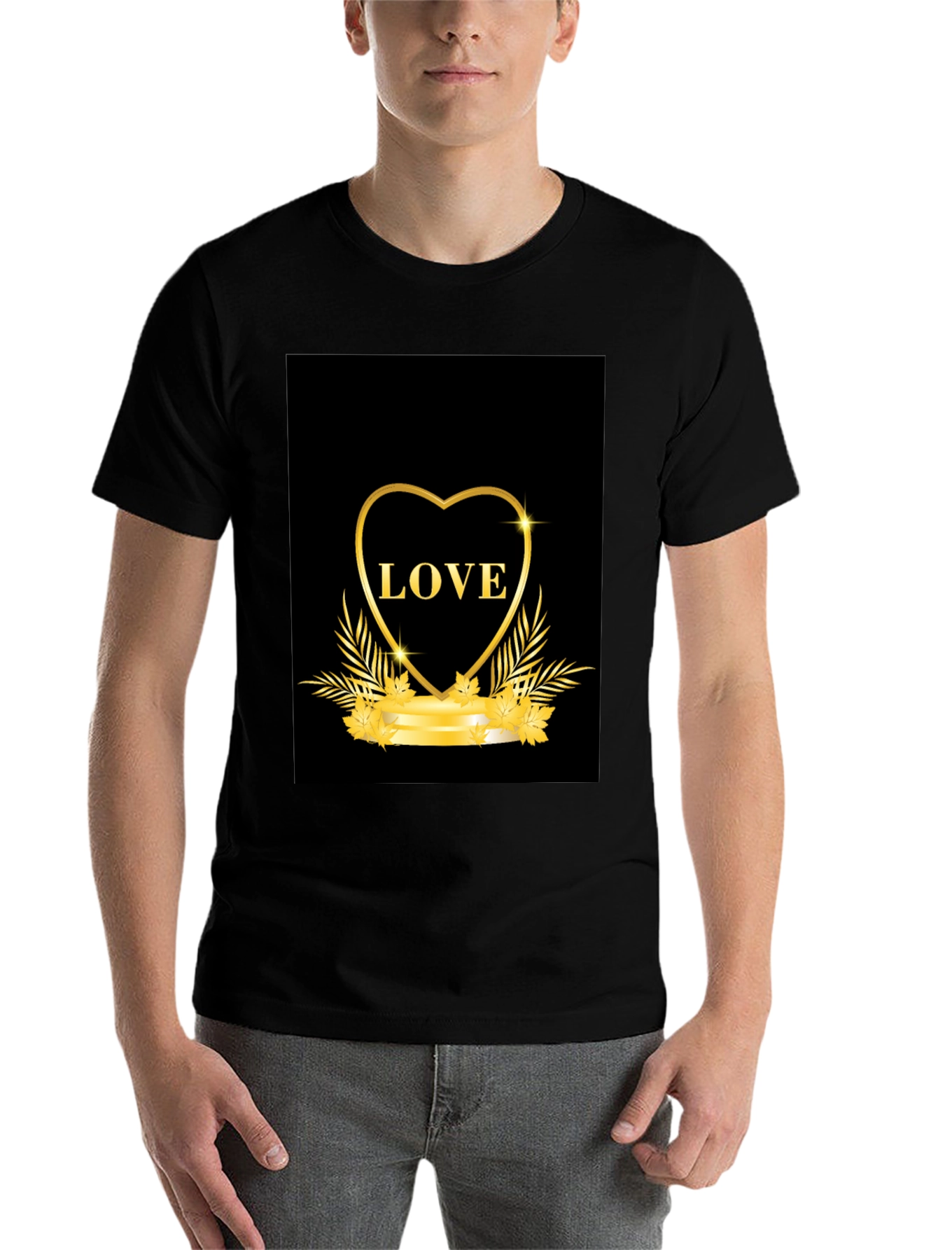 Black Love Heart Graphic Tee - Black Casual T-Shirt view 7