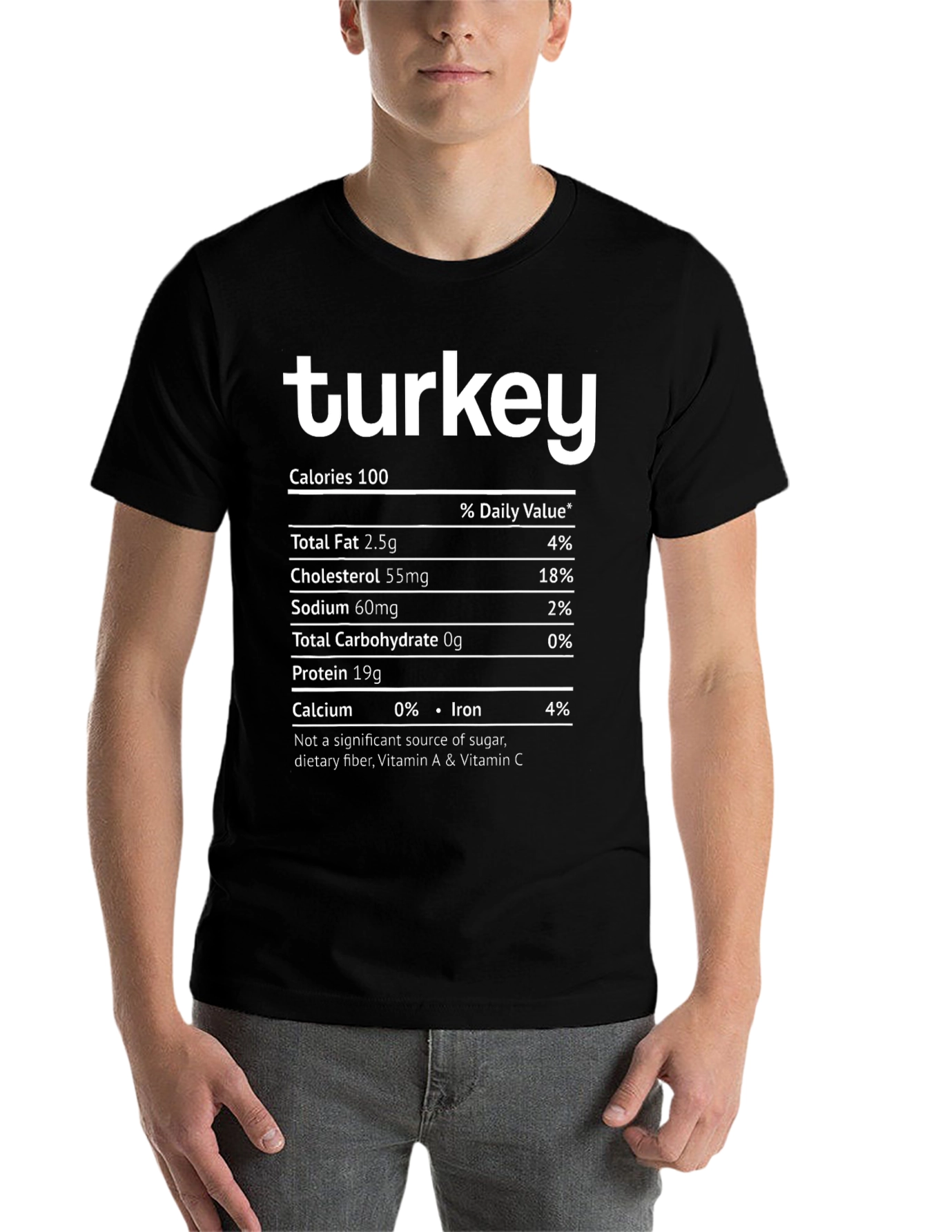 Black Turkey Nutrition Facts T-Shirt - Funny Thanksgiving Tee view 7
