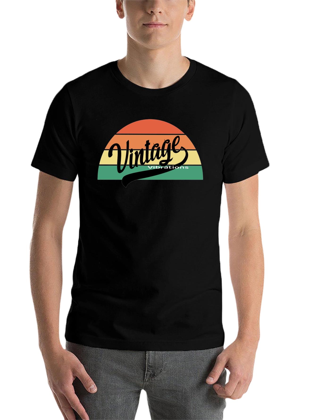 Black Vintage Vibes Graphic Tee - Retro Style view 7