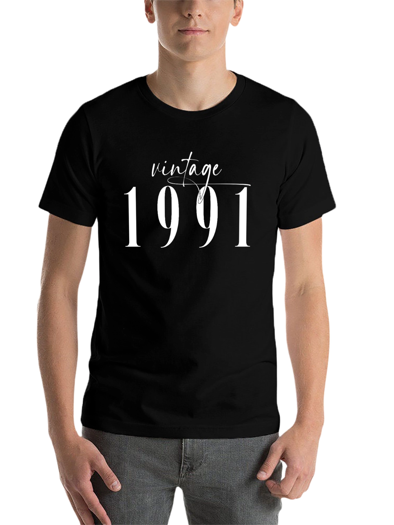 Black Vintage 1991 Graphic T-Shirt - Classic Birthday Tee view 7