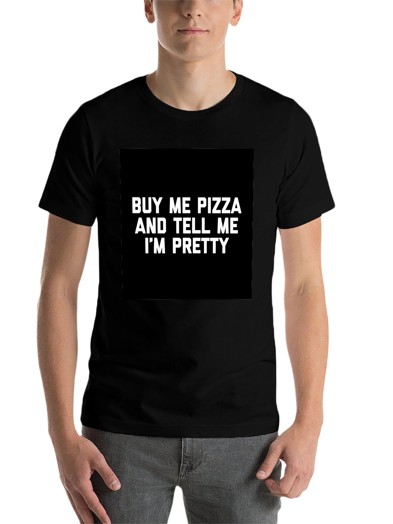 Black Funny Pizza & Compliment Graphic T-Shirt view 7