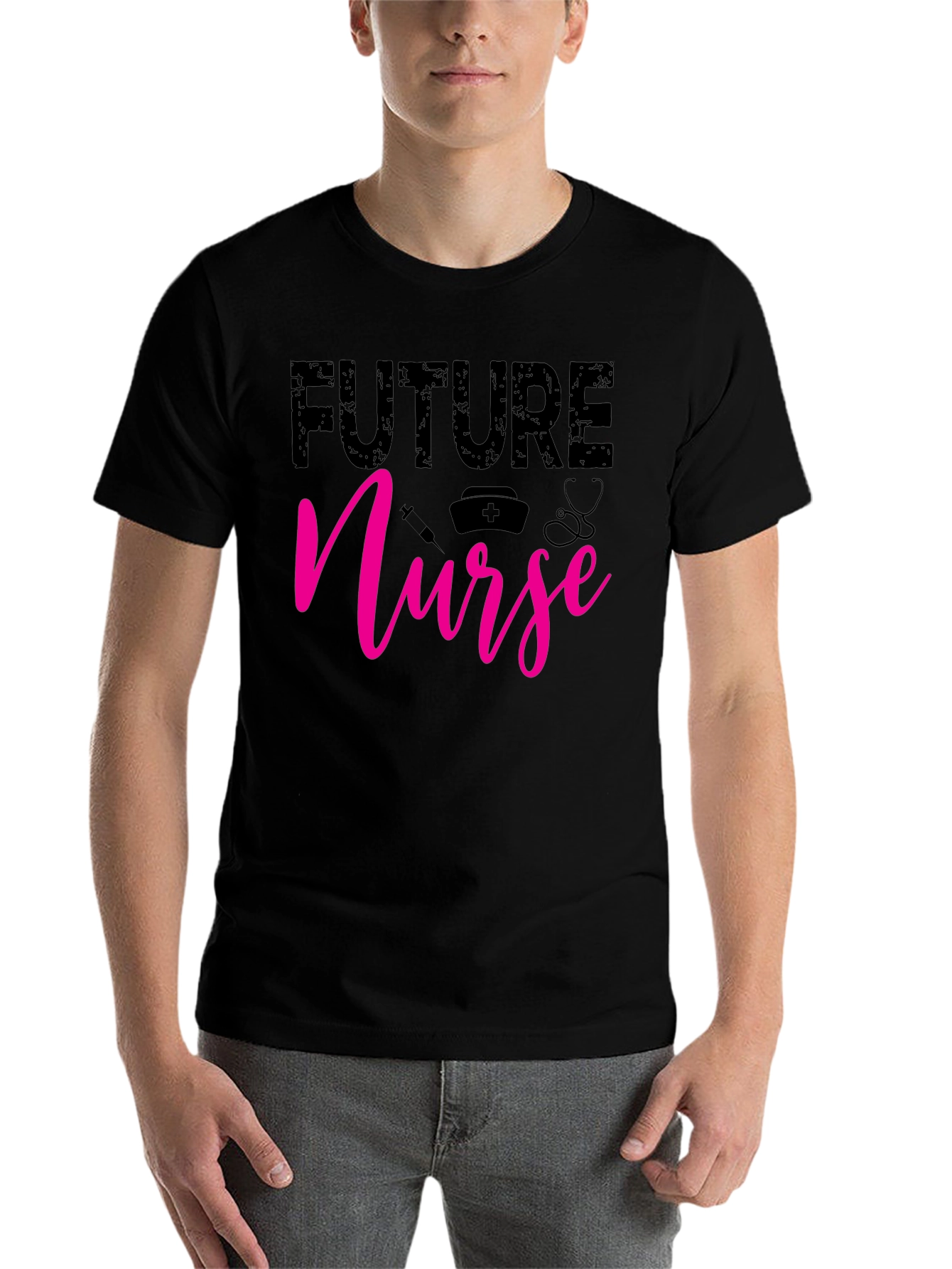 Black Future Nurse Graphic T-Shirt - Black view 7