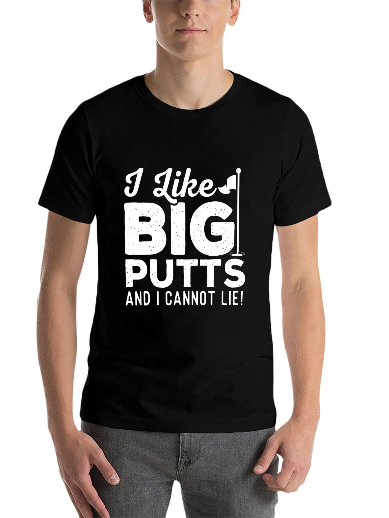 Black Golf Humor T-Shirt: I Like Big Putts view 7