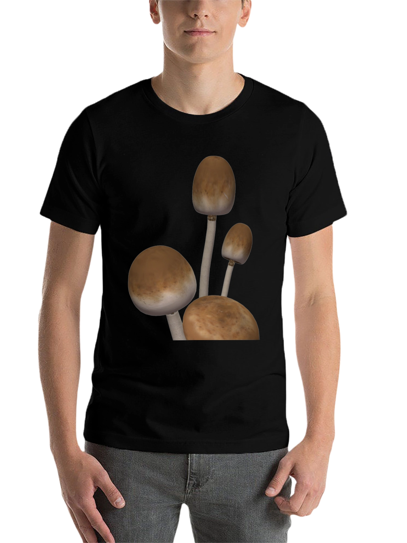 Black Mushroom Graphic Tee - Black Cotton Blend view 7