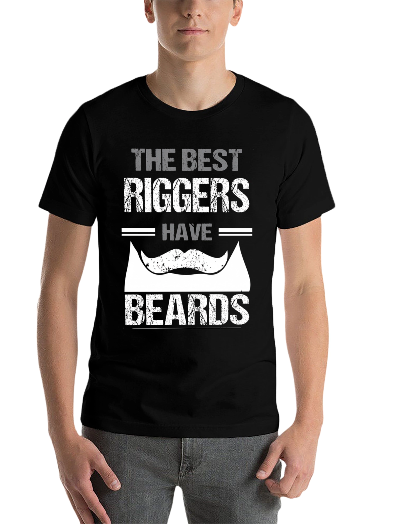 Black Best Riggers Have Beards Graphic T-Shirt view 7