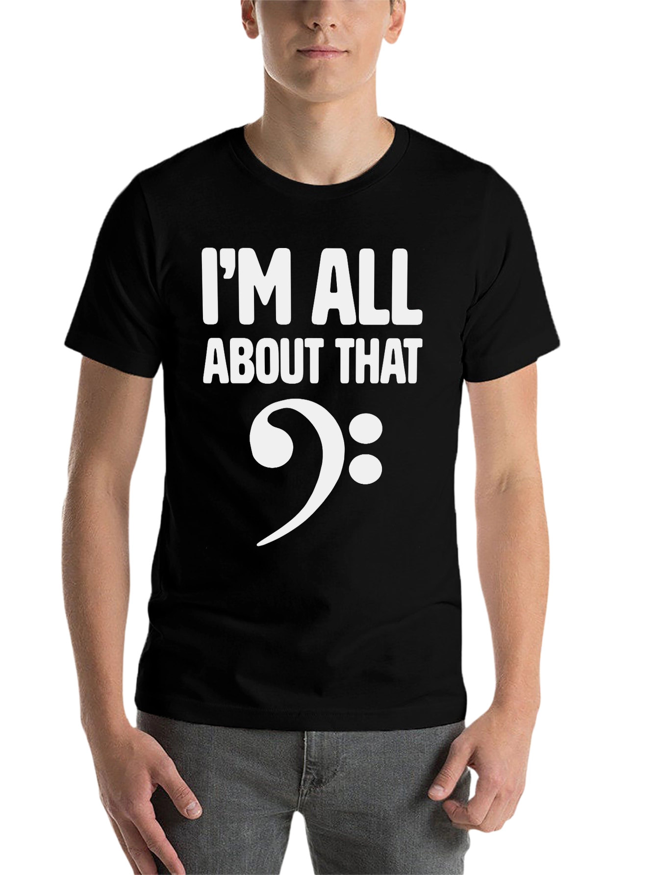 Black I'm All About That Bass Clef T-Shirt view 7