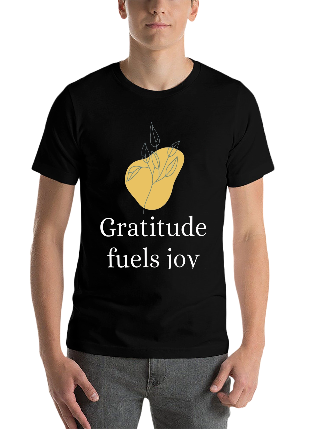 Black Gratitude Fuels Joy Graphic T-Shirt view 7