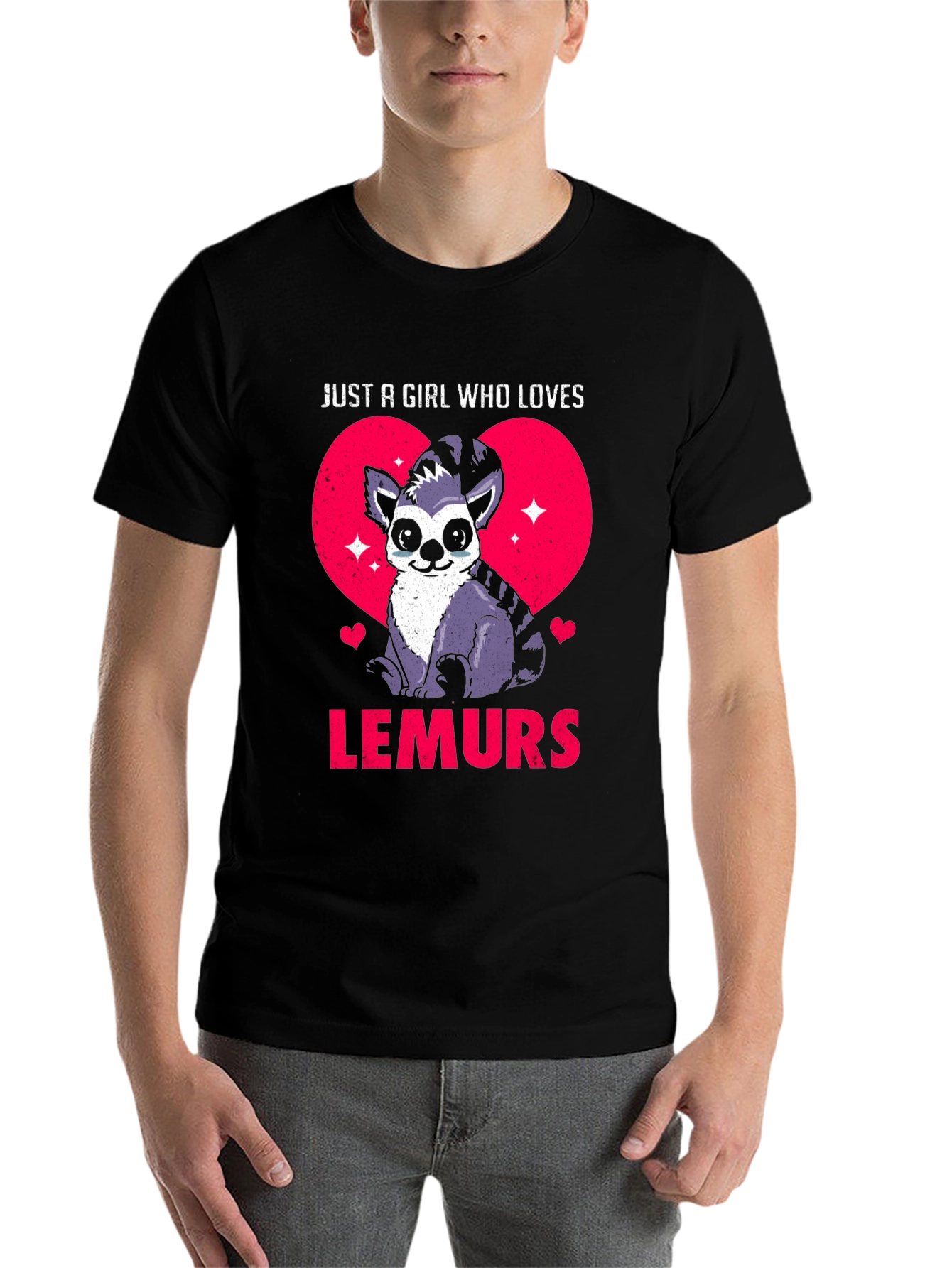 Black Just a Girl Who Loves Lemurs T-Shirt view 7