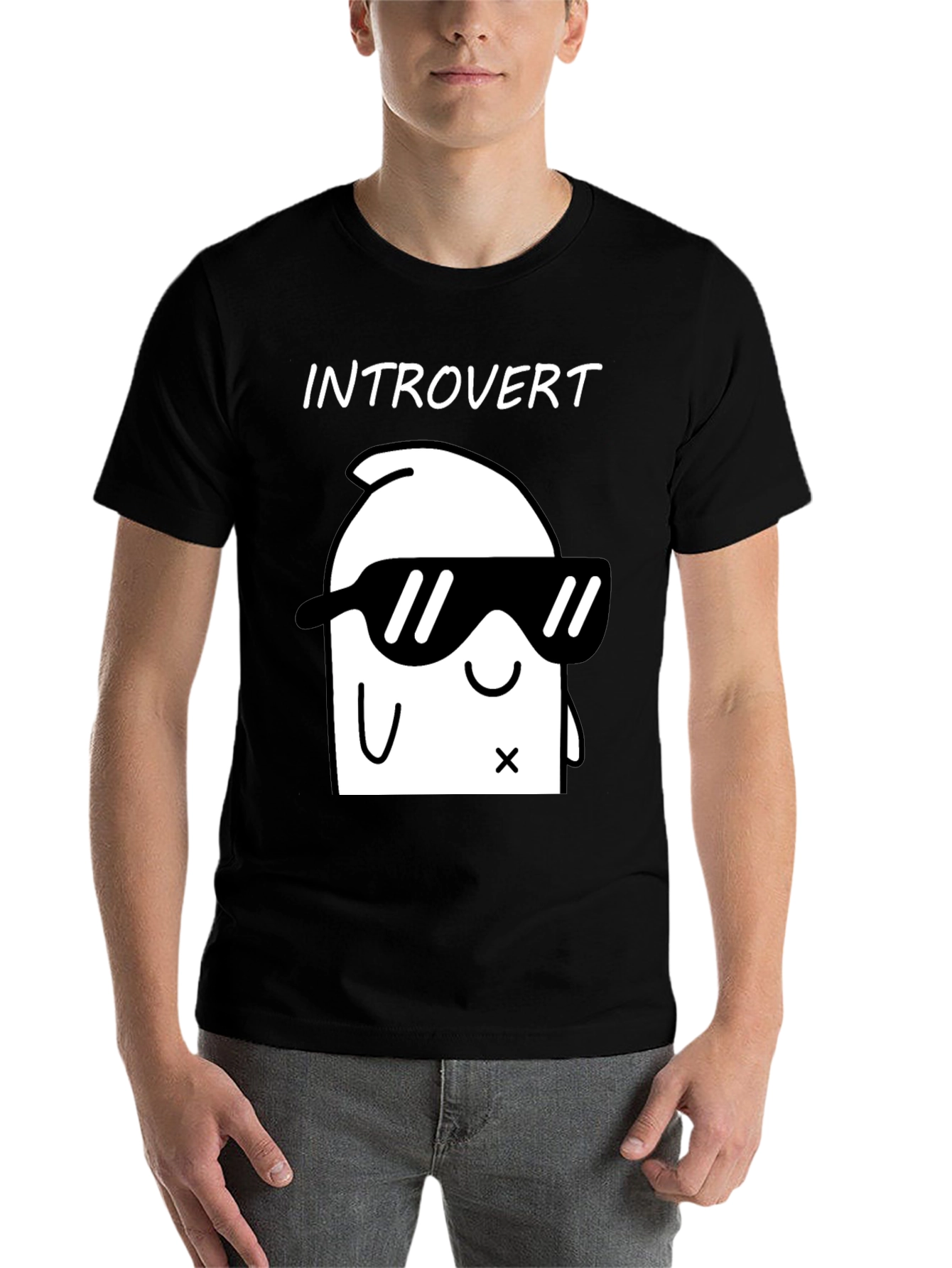 Black Introvert Graphic T-Shirt - Cool & Comfy Black Tee view 7