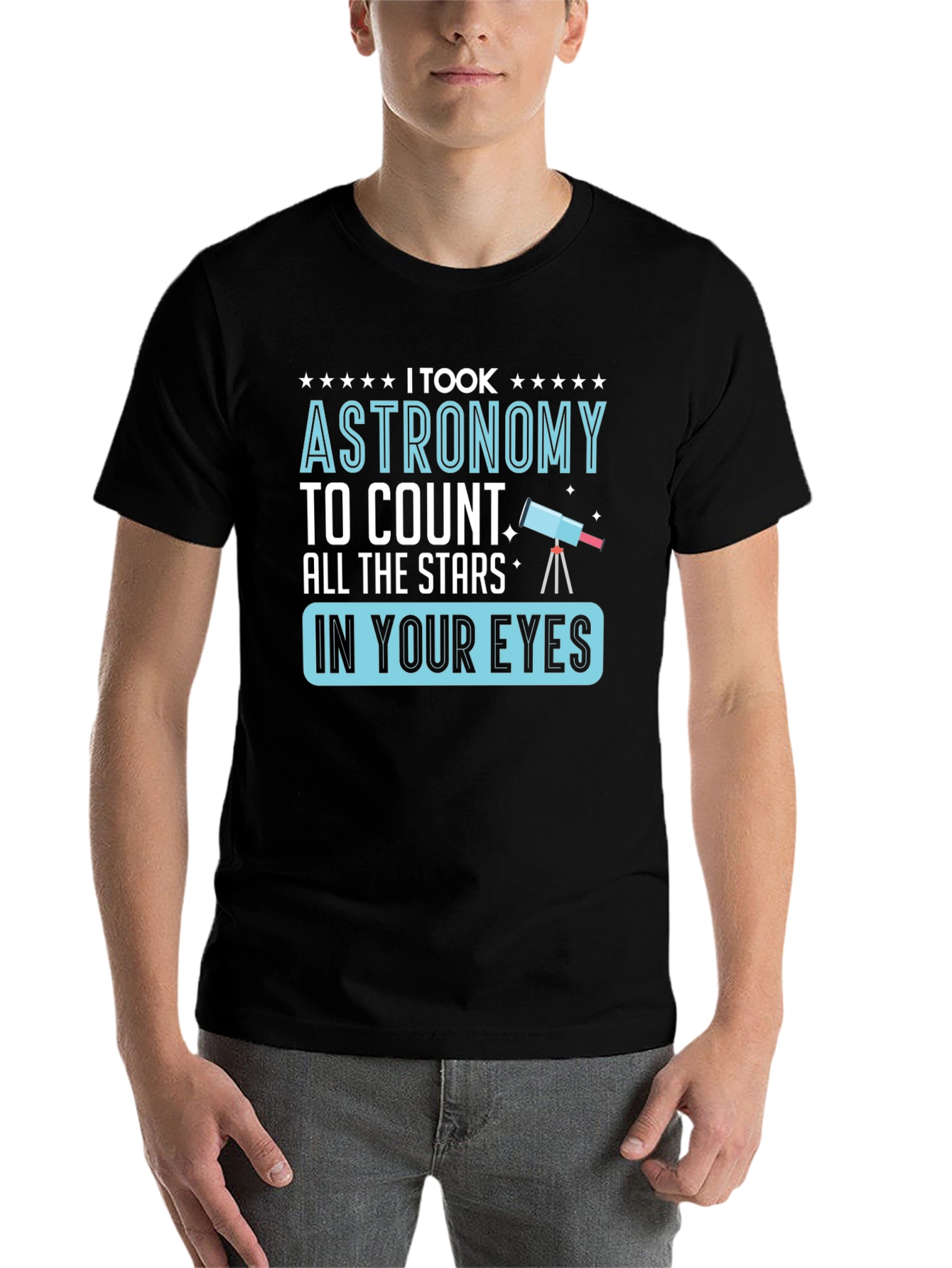 Black Astronomy Stars Graphic T-Shirt, Funny Space Tee view 7