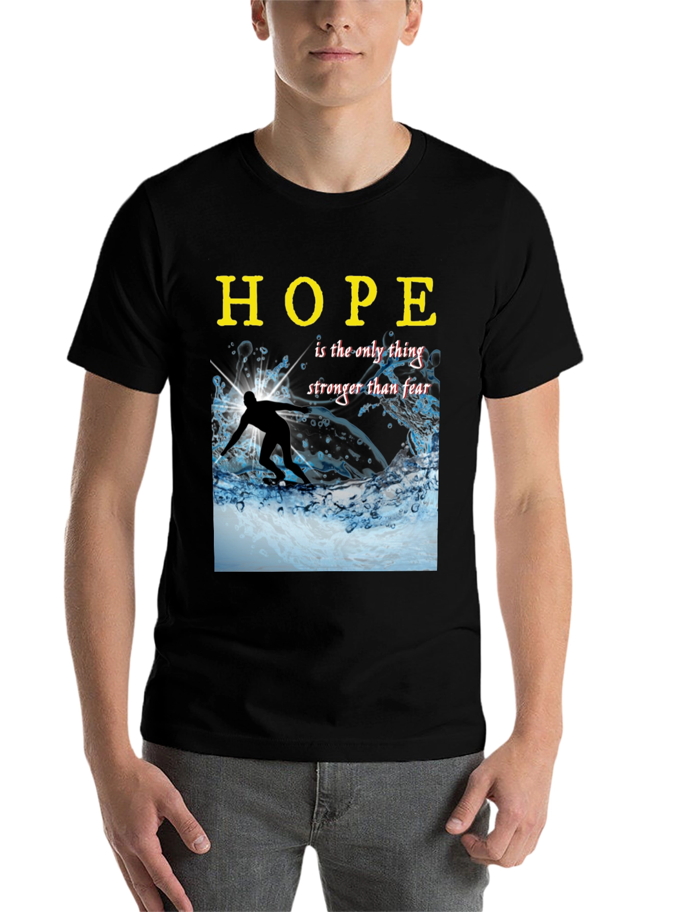 Black Hope Surfing Graphic Tee - Inspirational Unisex Shirt view 7