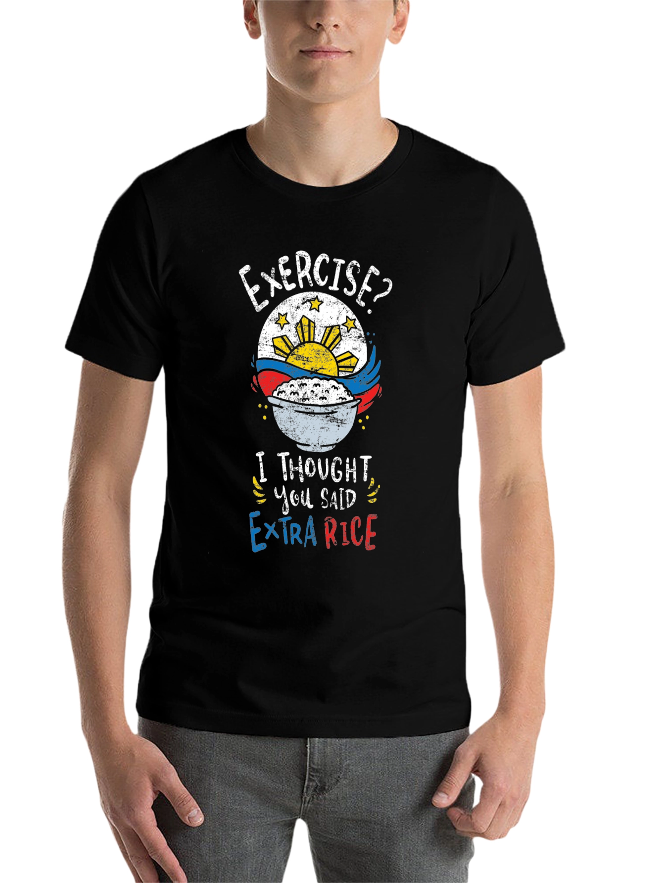 Black Exercise? Extra Rice Funny T-Shirt view 7